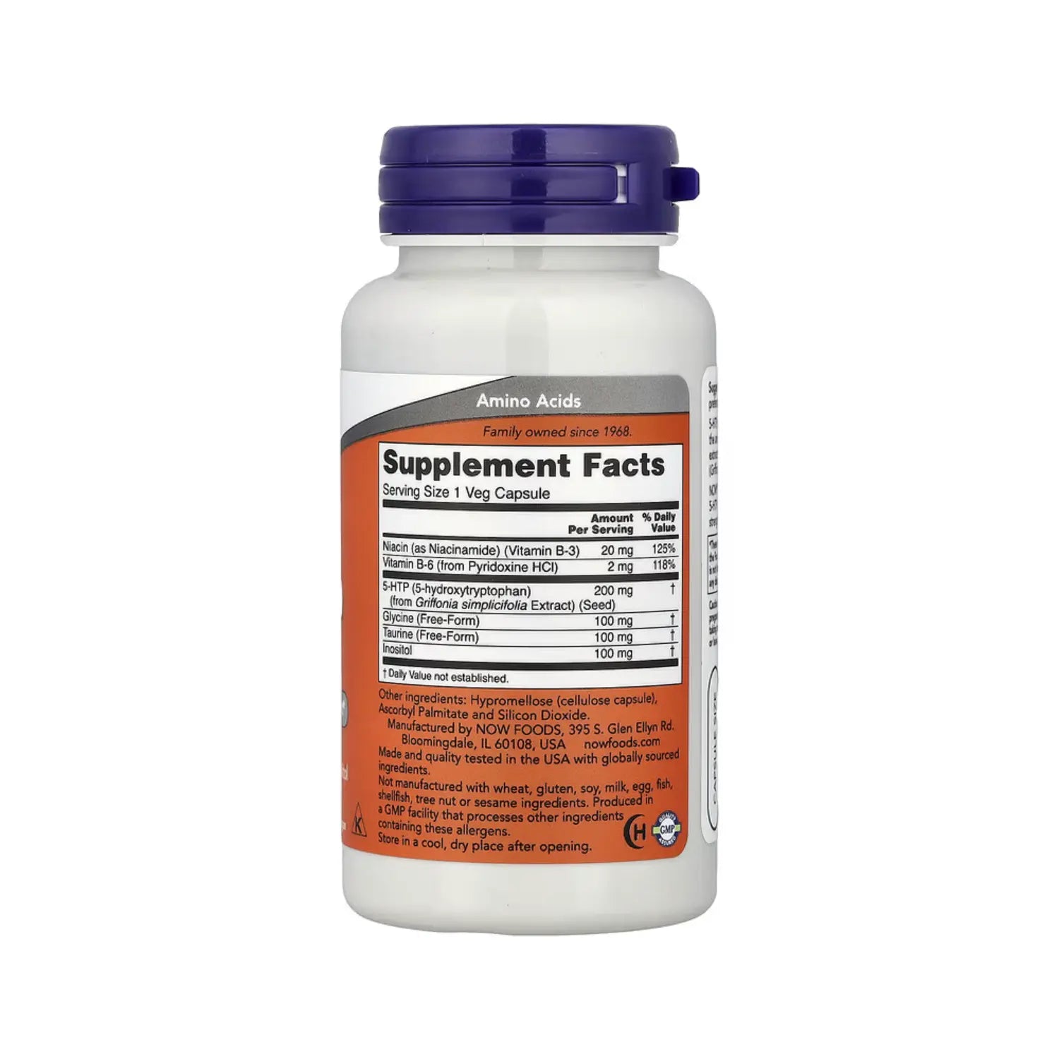 NOW Foods, 5-HTP, Doble acción, 200 mg, 60 cápsulas vegetarianas SFN
