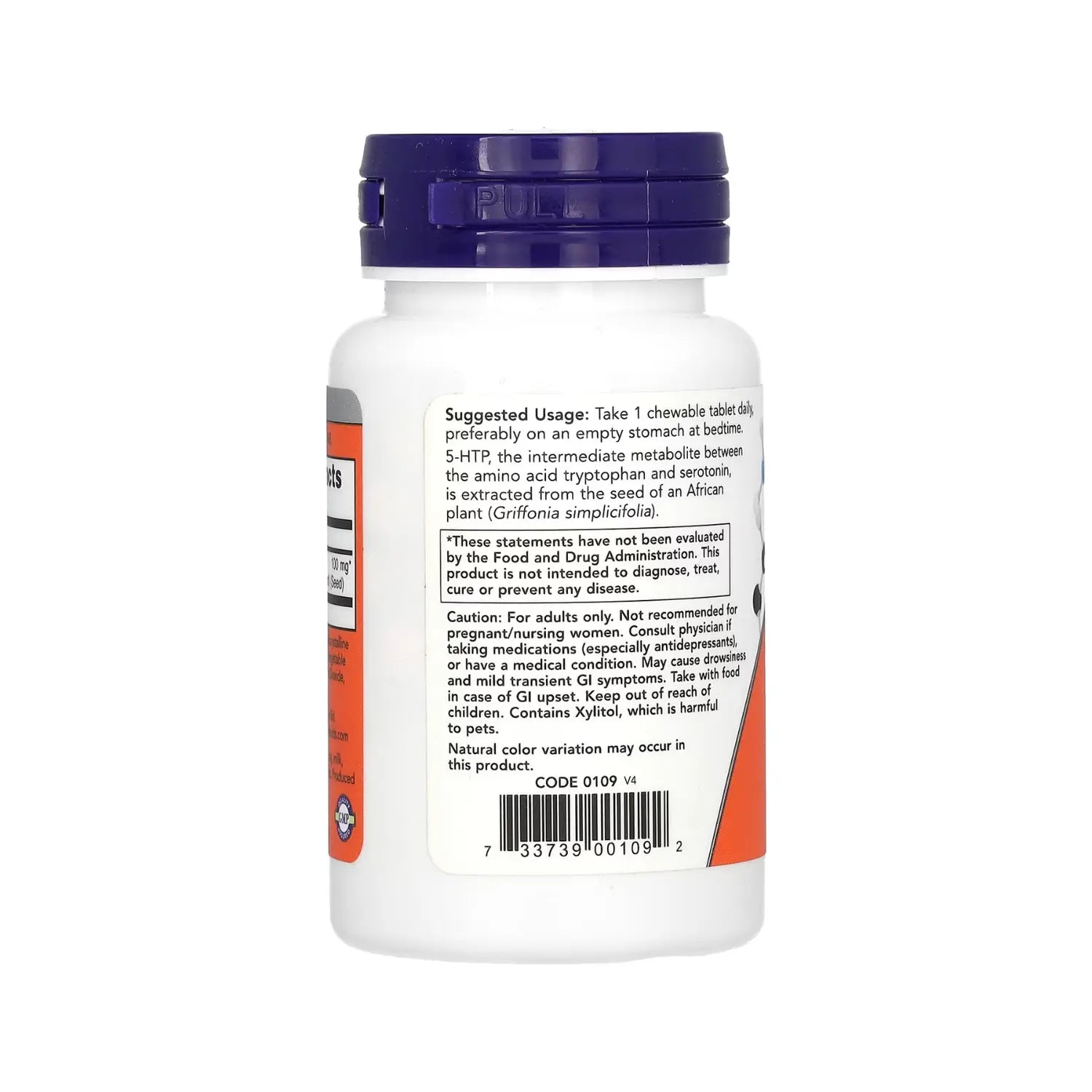 NOW Foods, 5-HTP, Sabor natural a cítricos, 100 mg, 90 comprimidos masticables SFN