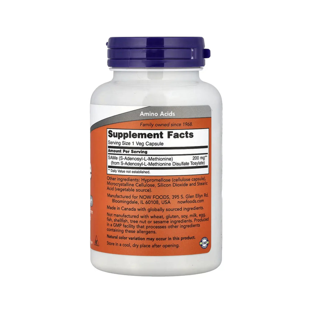NOW Foods, SAMe (disulfato de tosilato), 200 mg, 120 cápsulas vegetales sfn