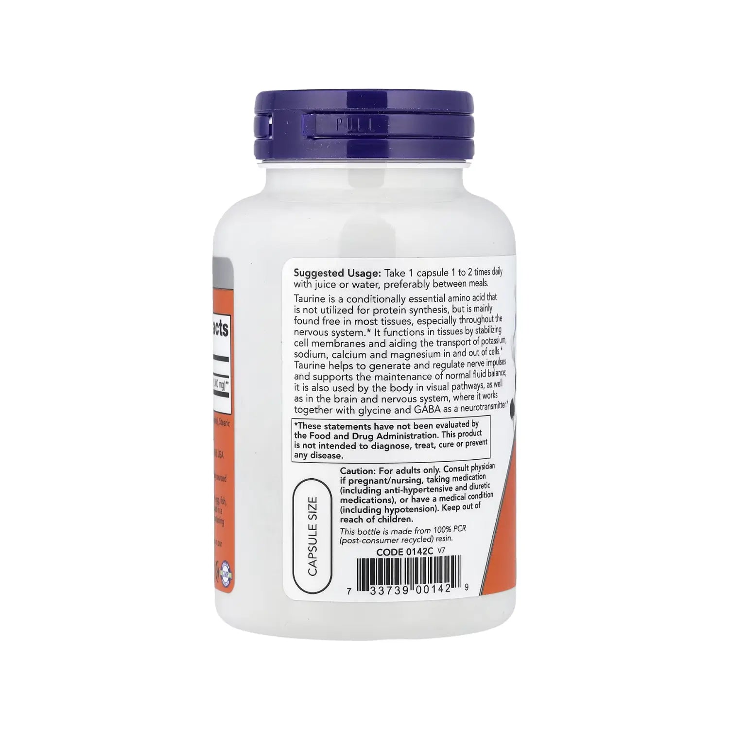 NOW Foods, Taurina, Doble fuerza, 1000 mg, 100 cápsulas veganas sfn