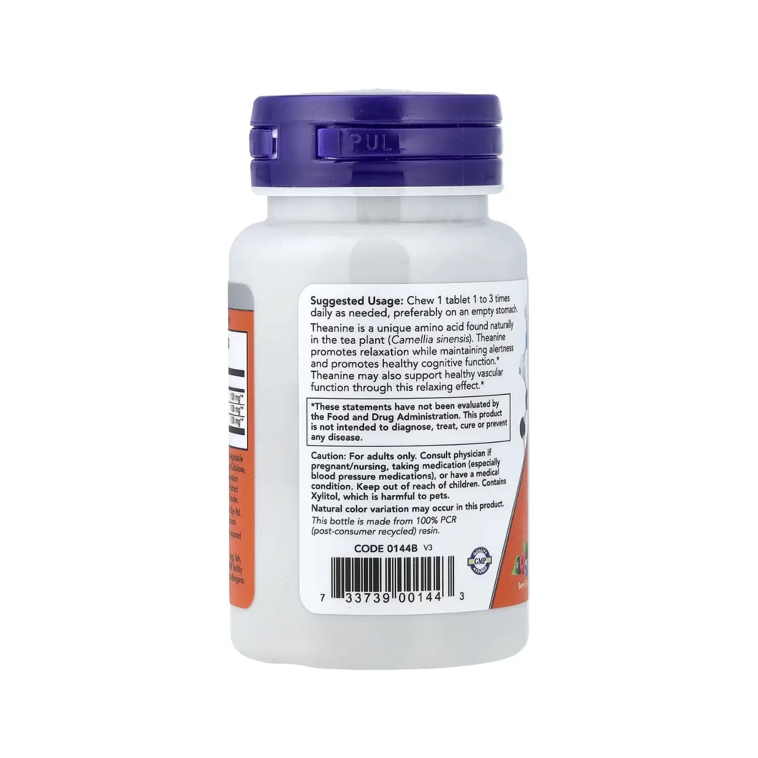 NOW Foods, L-teanina masticable, 100 mg, 90 comprimidos masticables SFN