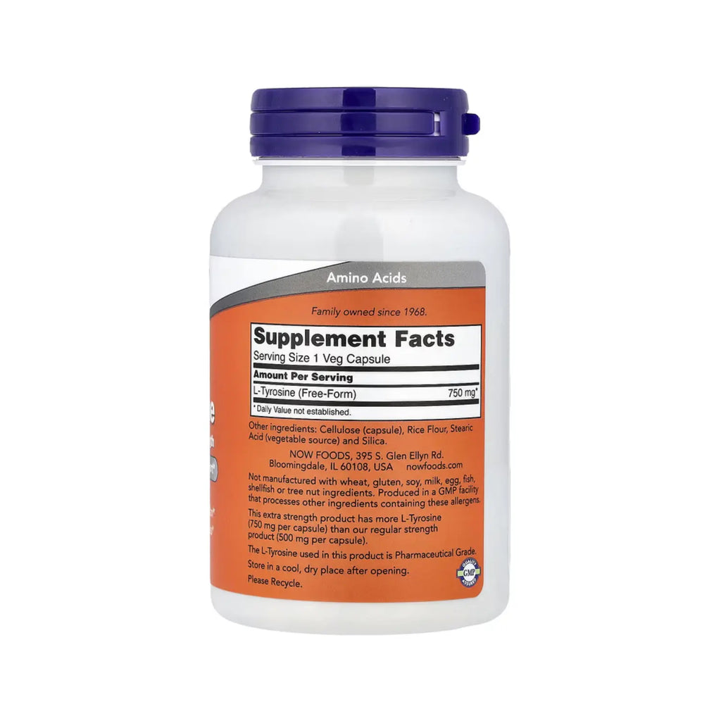 NOW FOODS L-TIROSINA 750MG 90CAPS REFUERZO NEURONAL SFN