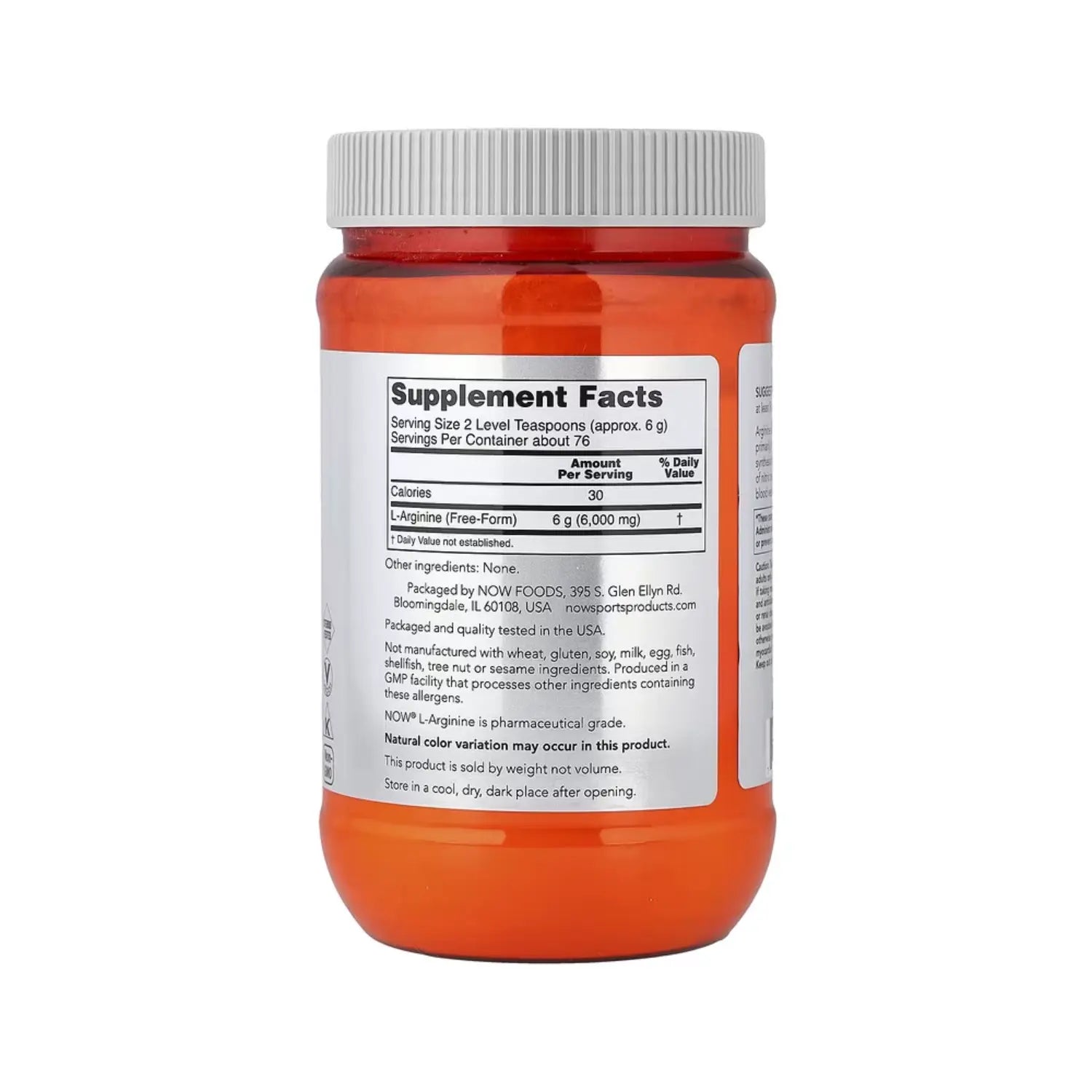 NOW Foods, Polvo de L-Arginina, 1 lb (454 g) sfn