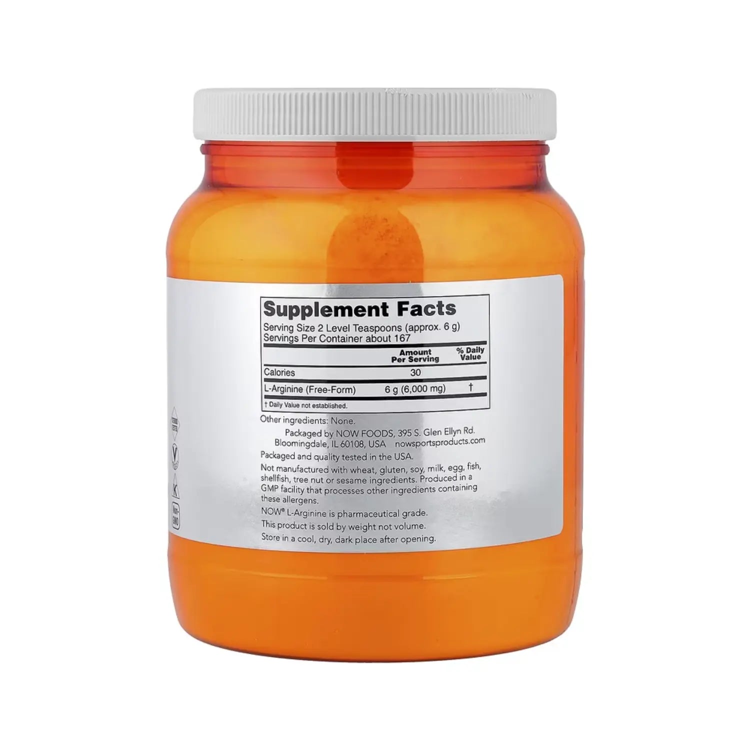 NOW Foods, Deportes, L-arginina en polvo, 1 kg (2,2 lb) sfn