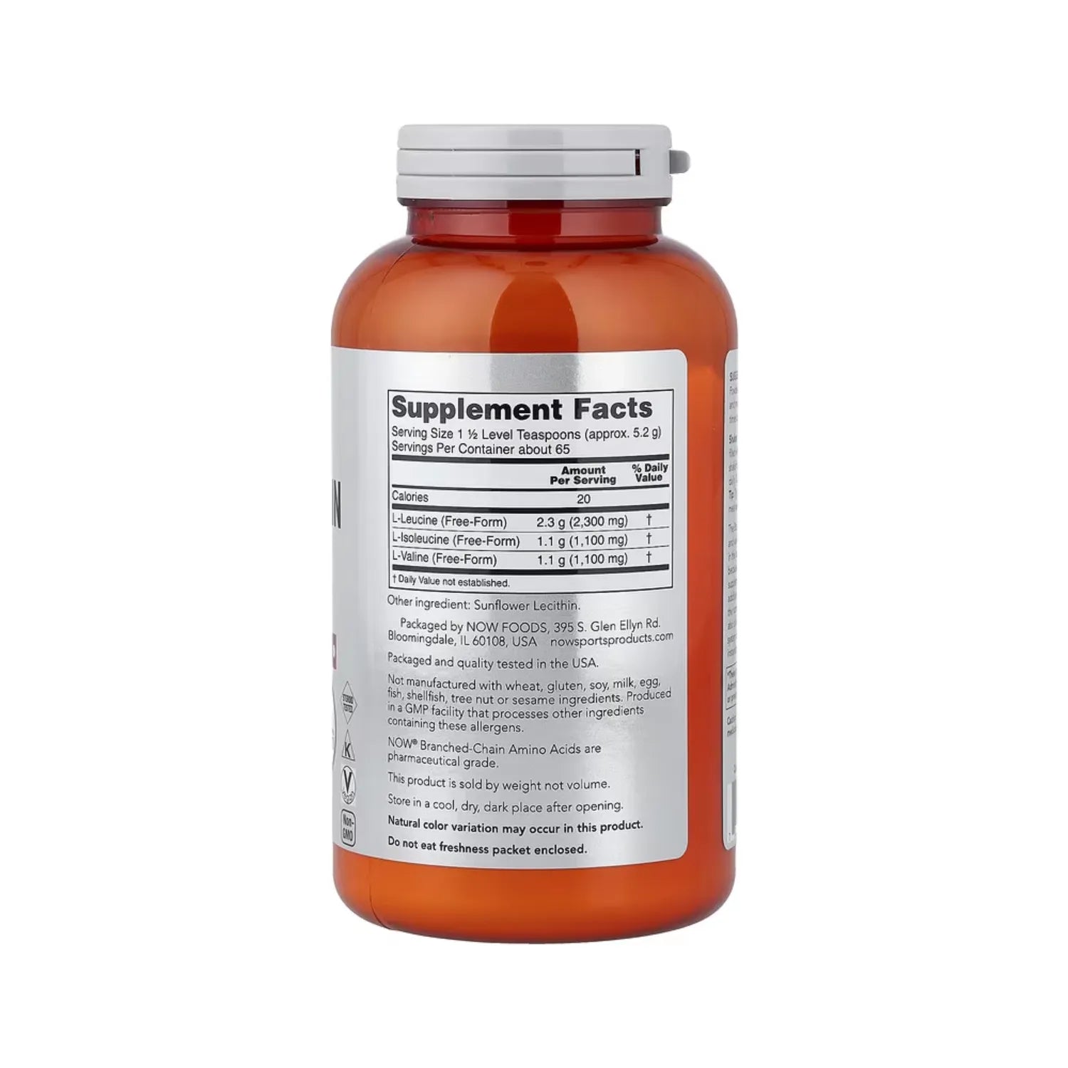 NOW SPORTS POLVO DE AMINOÁCIDOS CADENA RAMIFICADA 340G SFN