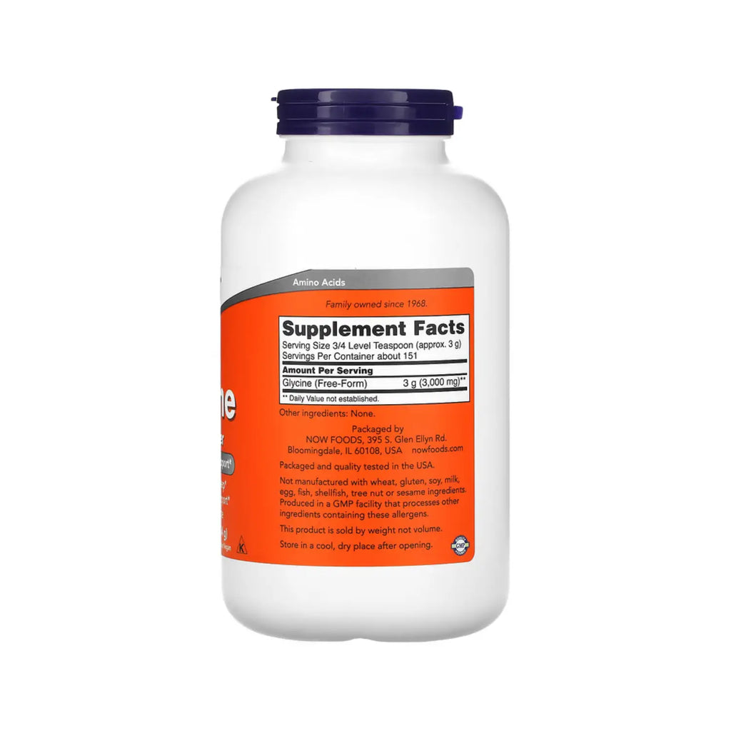 NOW Foods, 100% Polvo Puro de Glicina, 1 lb (454 g) sfn