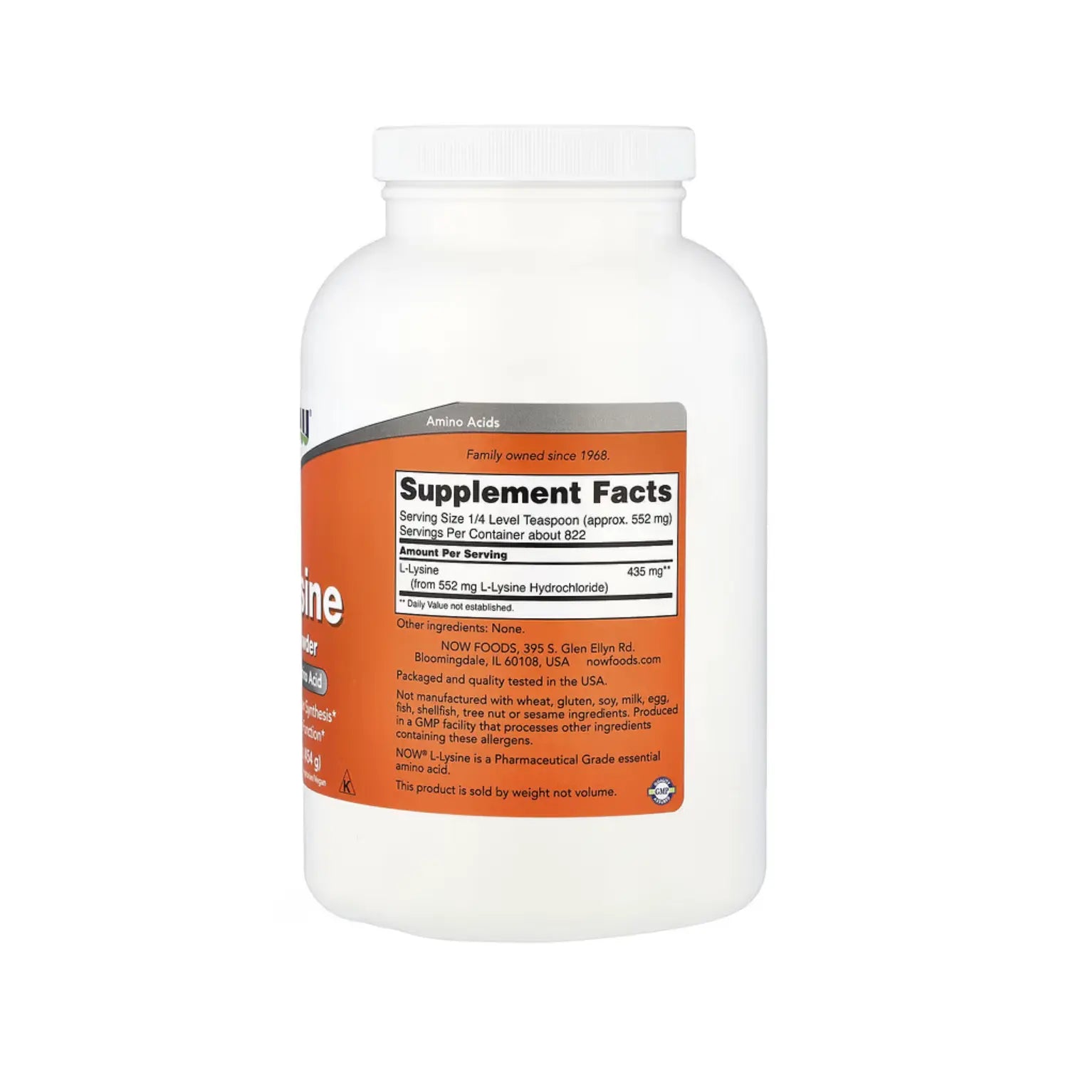 NOW FOODS L-LISINA 100% PURA 454G SFN