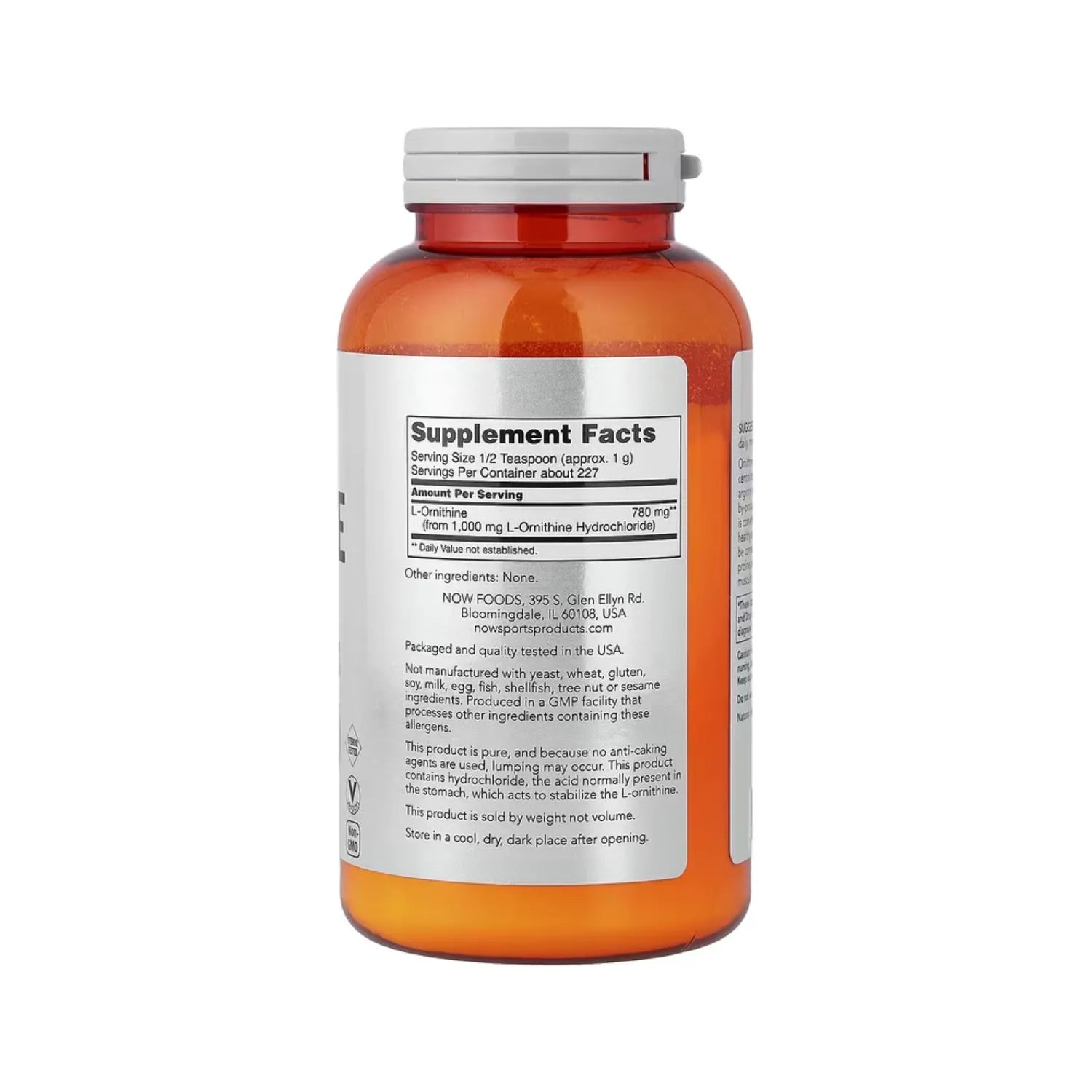 NOW FOODS L-ORNITHINE POWDER CON AMINO ACIDOS 8OZ, 227G SFN