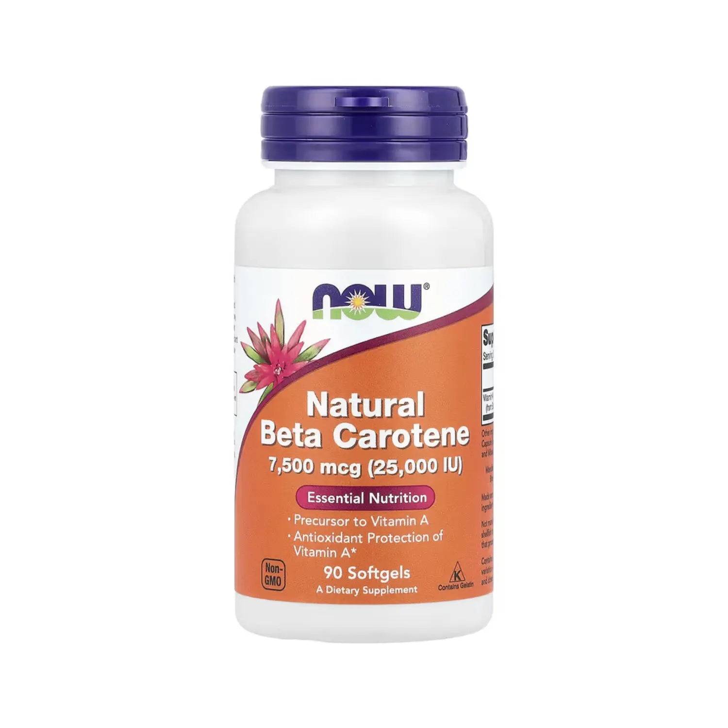 NOW Foods, Beta-caroteno natural, 7500 mcg (25000 UI), 90 cáps sfn