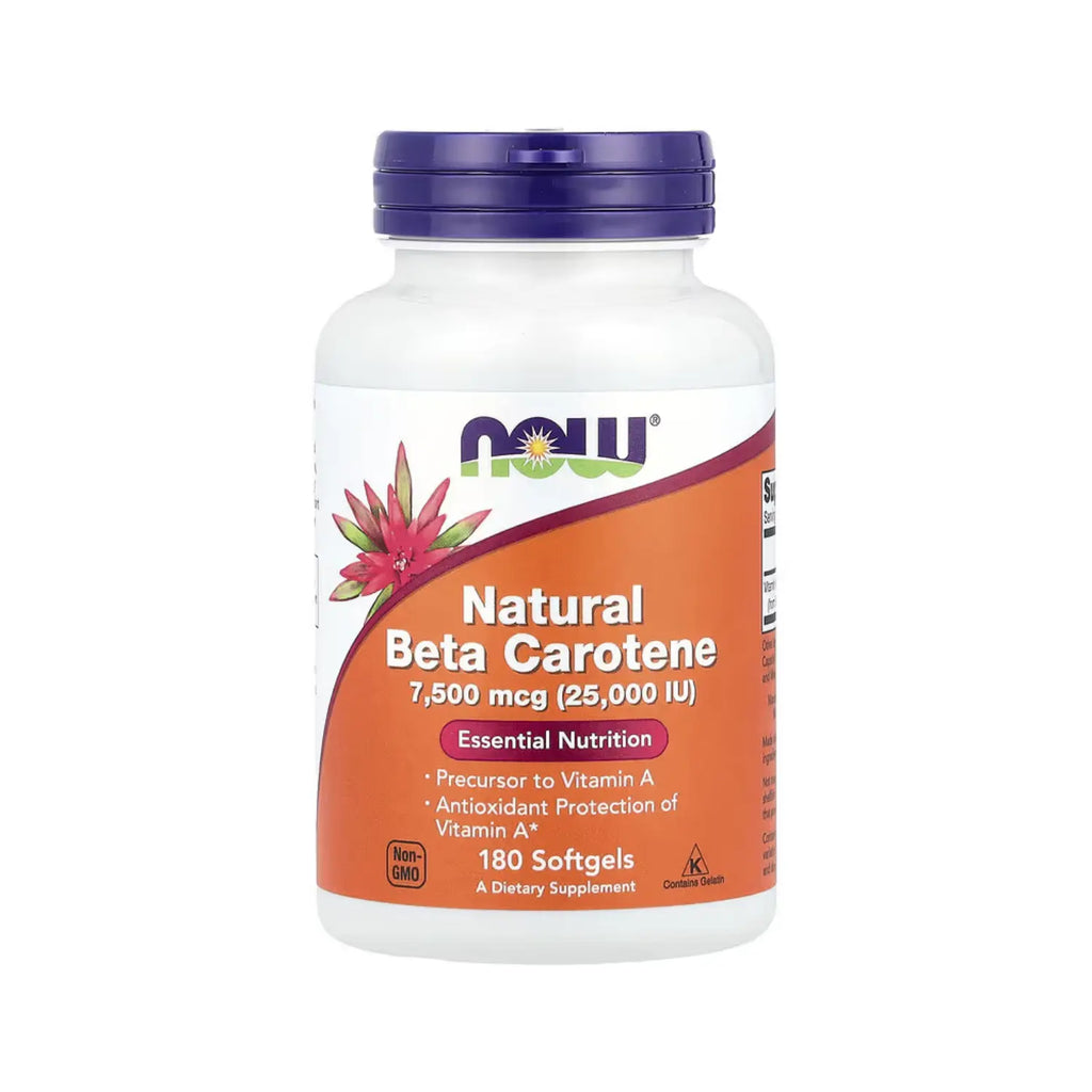 NOW Foods, Beta caroteno natural, 25,000 IU, 180 perlas sfn