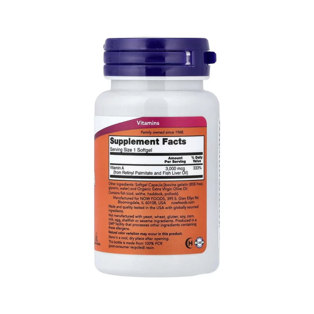 NOW FOODS VITAMINA A 10000 100SFGELS SALUD OCULAR UI SFN