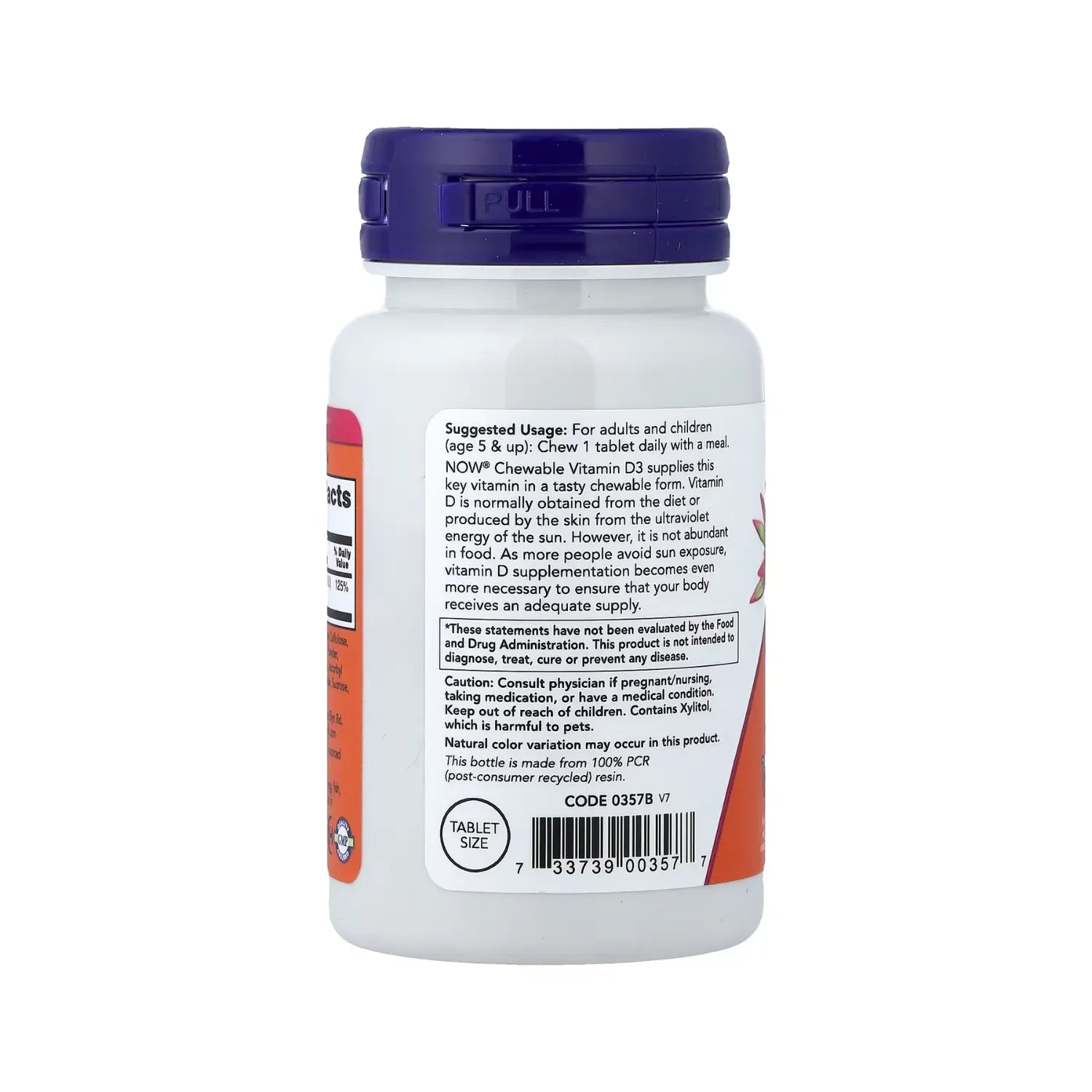 NOW FOODS VITAMINA D-3, 1000 UI, 180 MASTICABLES SFN