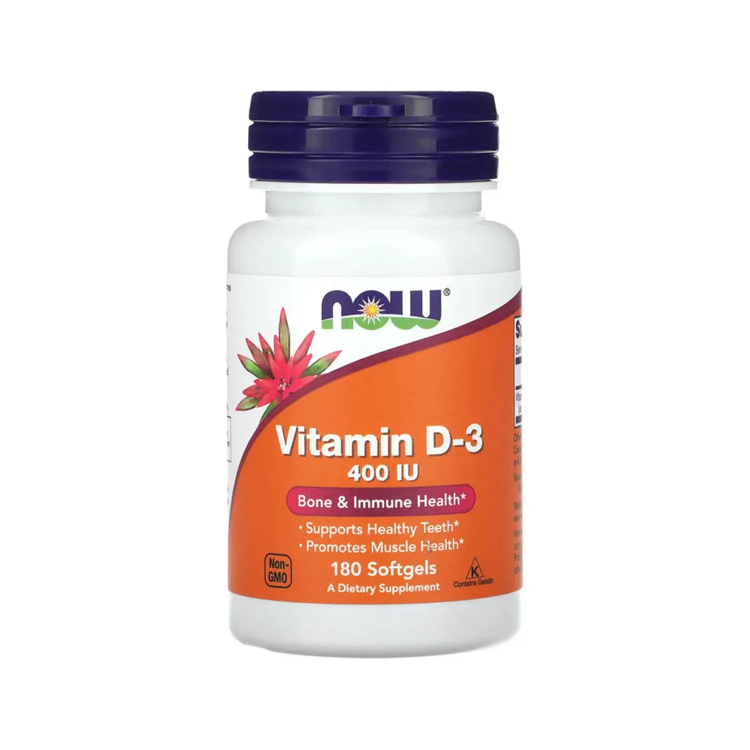 NOW FOODS | VITAMINA D-3 400 UI 180 CÁPSULAS PARA LA SALUD ÓSEA E INMUNE