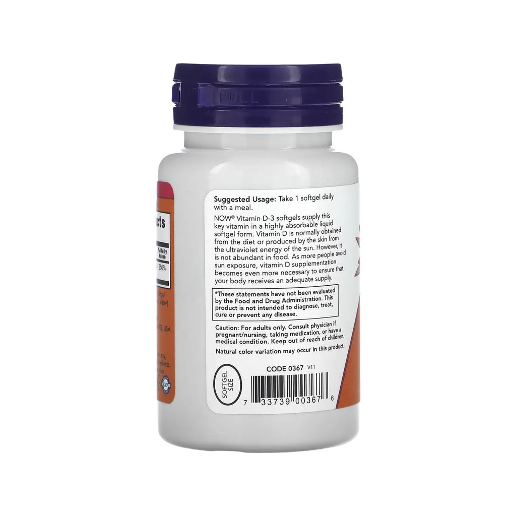 NOW FOODS VITAMINA D3, 50 MCG (2000 UI), 120 SOFTGELS SFN