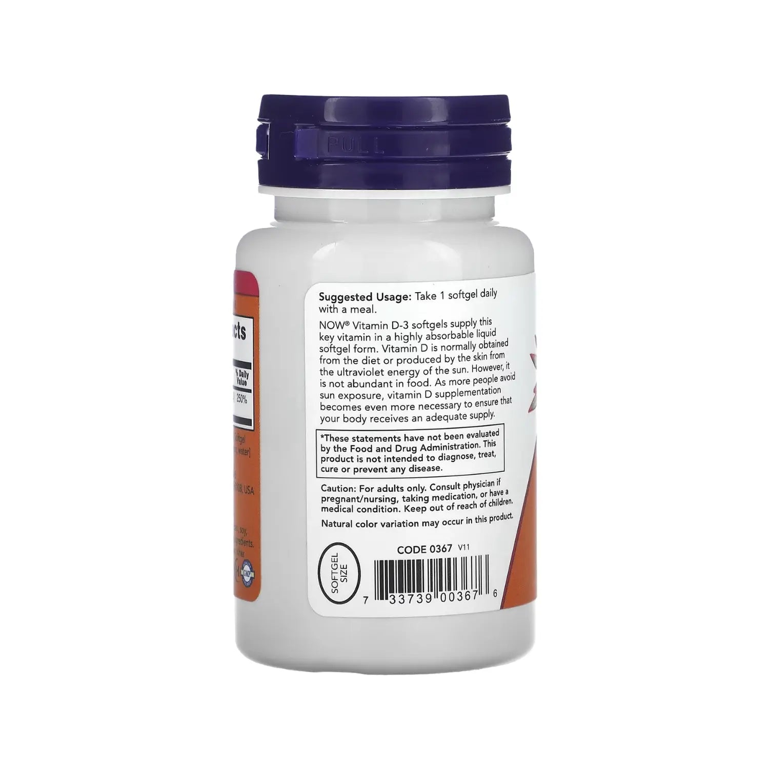 NOW FOODS VITAMINA D3, 50 MCG (2000 UI), 120 SOFTGELS SFN