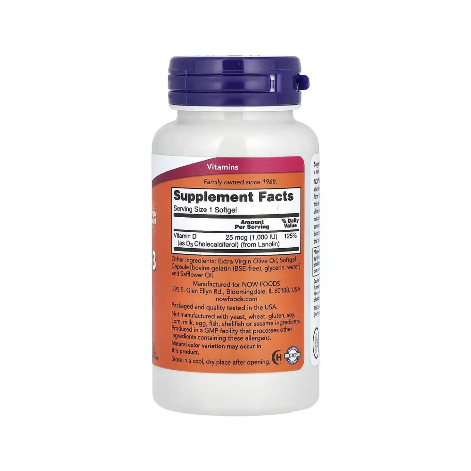 NOW FOODS VITAMINA D-3 1000 IU 360 SGELS SFN