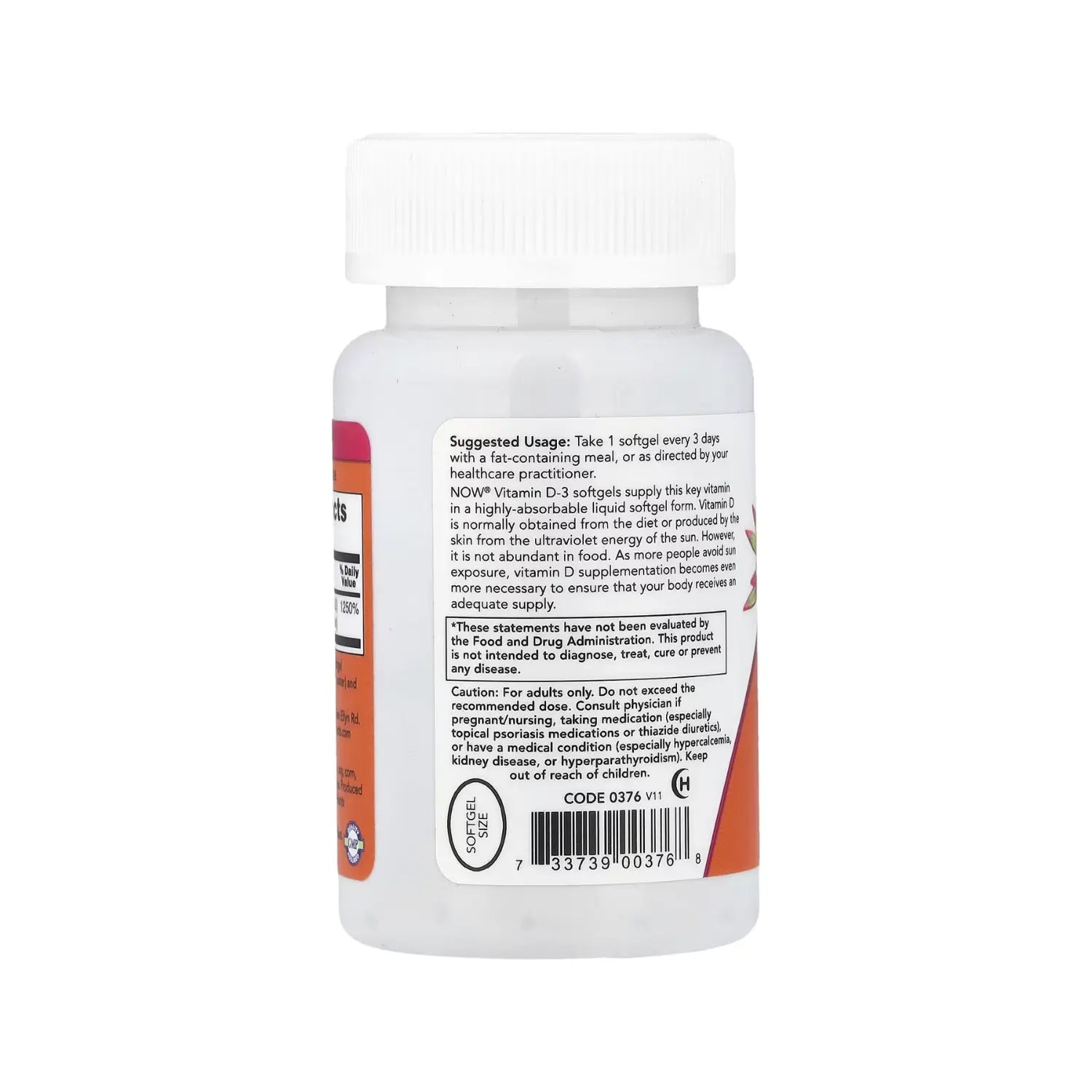 NOW FOODS VITAMINA D3 DE ALTA POTENCIA 10.000 UI 120CAPS SFN