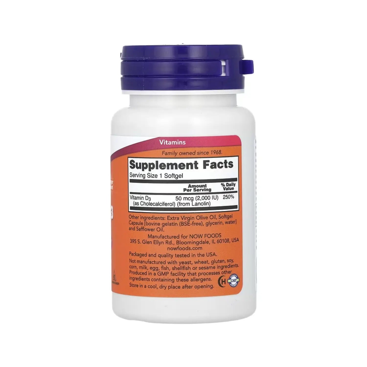 NOW FOODS VITAMINA D3 DE ALTA POTENCIA 2000 UI 240SGELS SFN