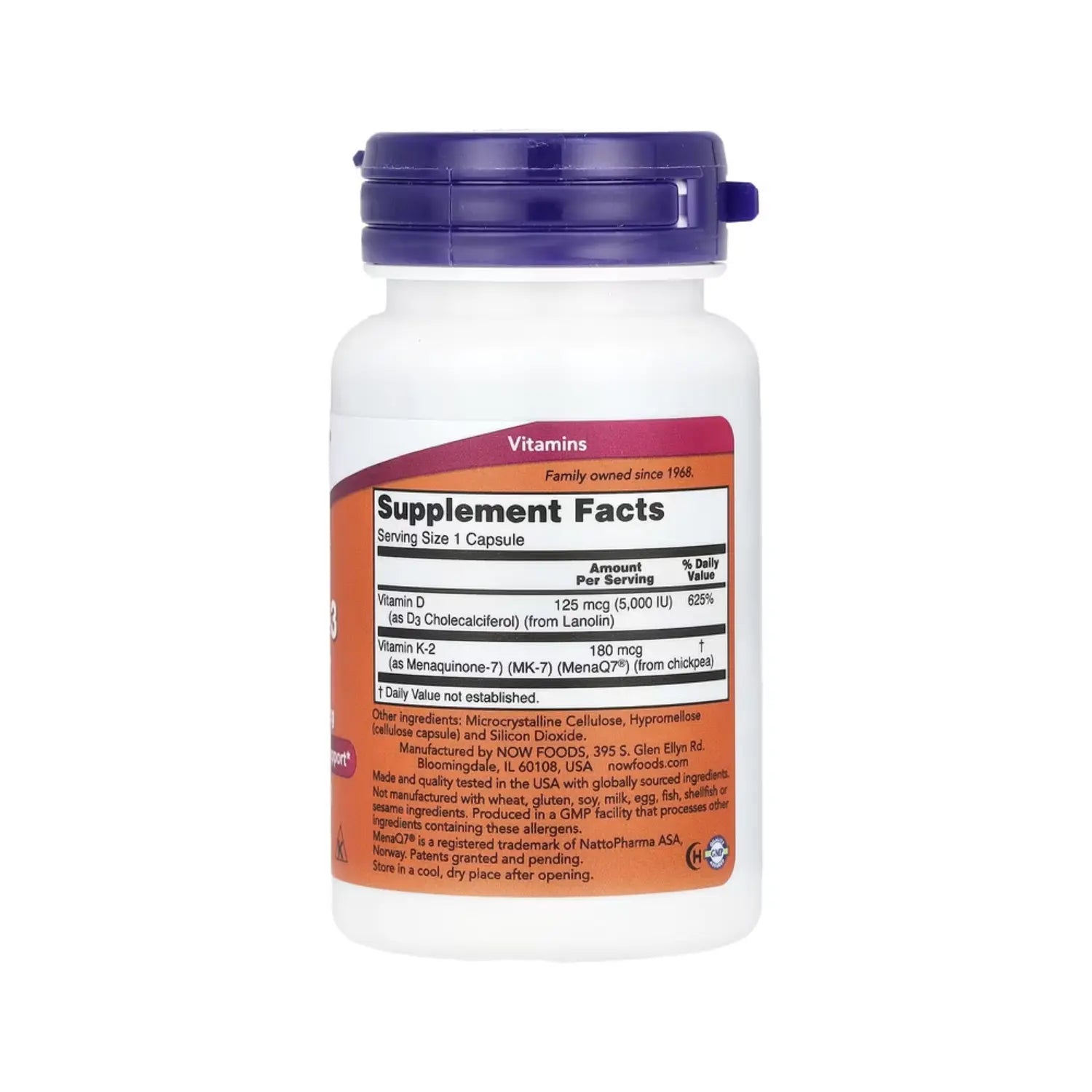NOW FOODS MEGA D3 & MK7 60VCAPS SOPORTE OSEO Y CARDIO SFN