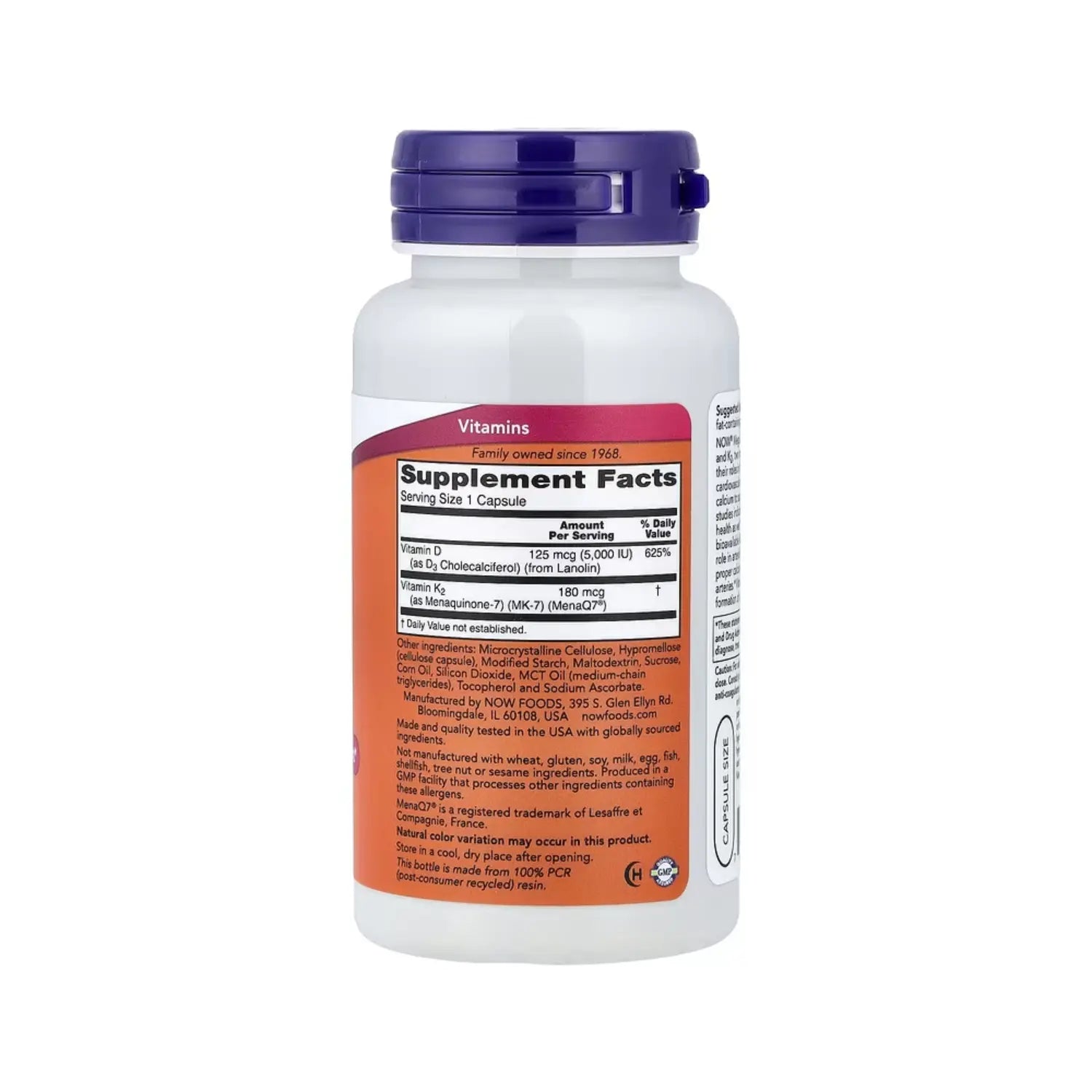 NOW Foods, Mega vitamina D3 y MK-7, 120 cápsulas sfn