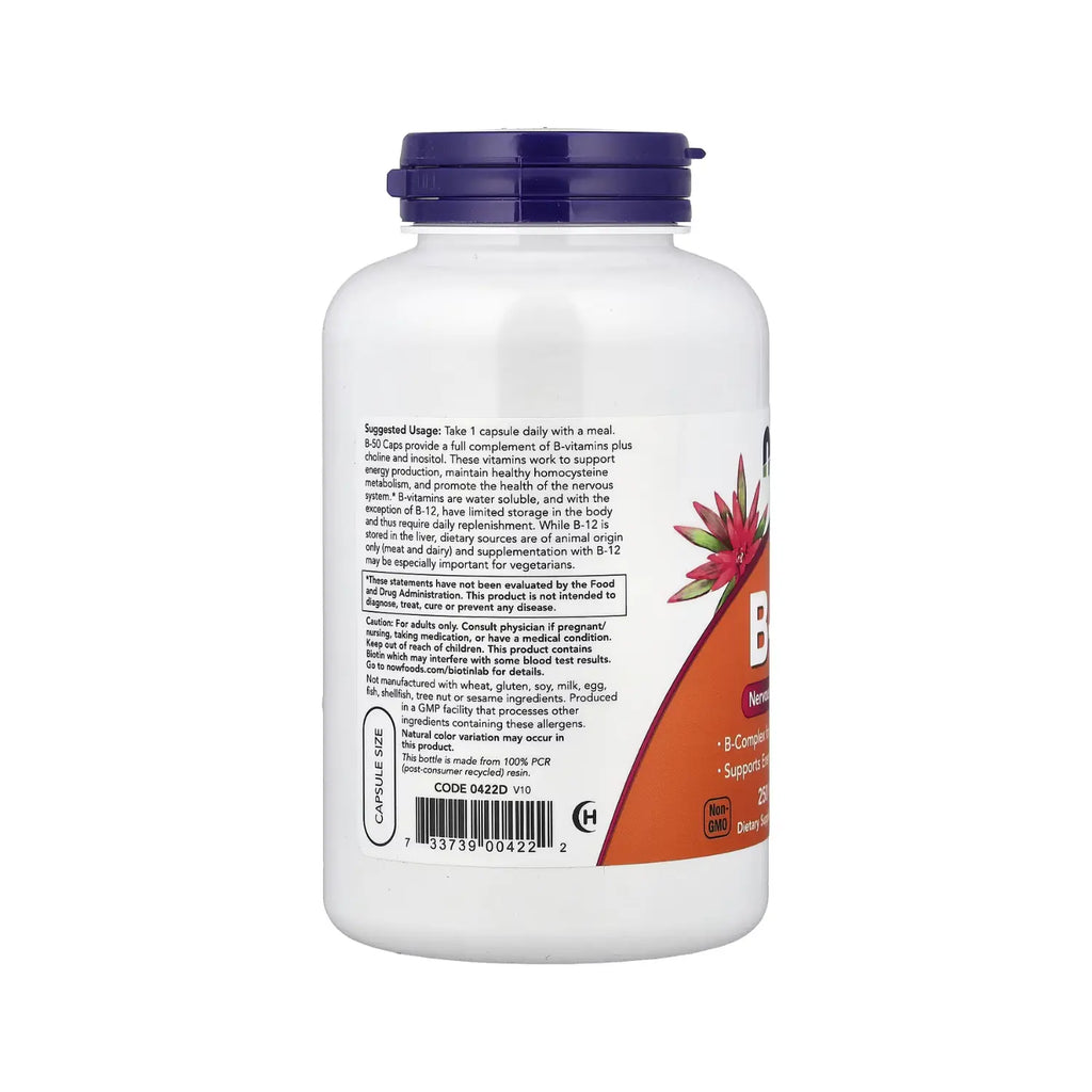 Now Foods B-50, Favorece La Producción De Energía Y La Salud Del Sistema Nervioso 250 Cápsulas Vegetales