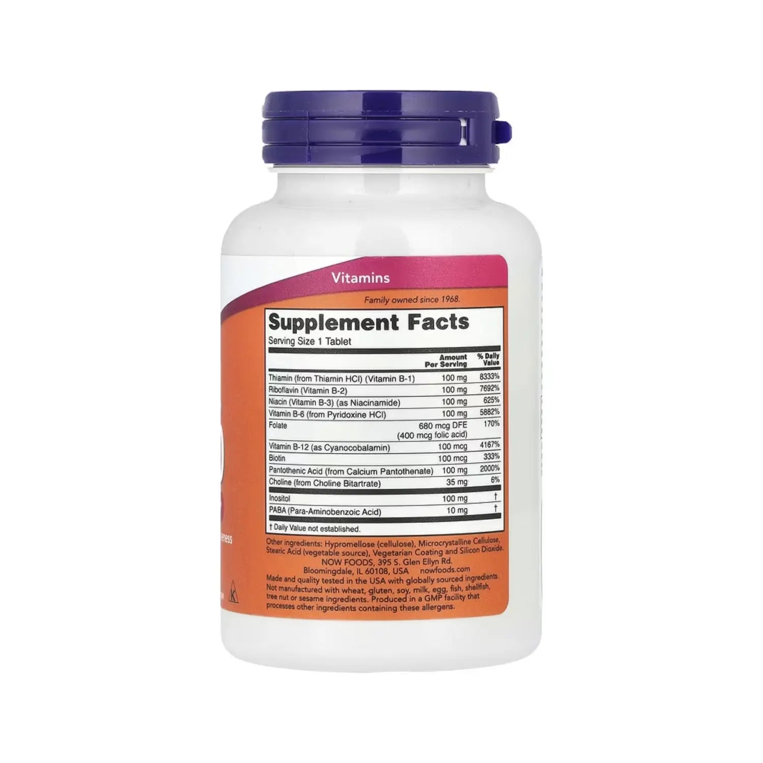 NOW FOODS VITAMINA B-100, 100 TABS SFN