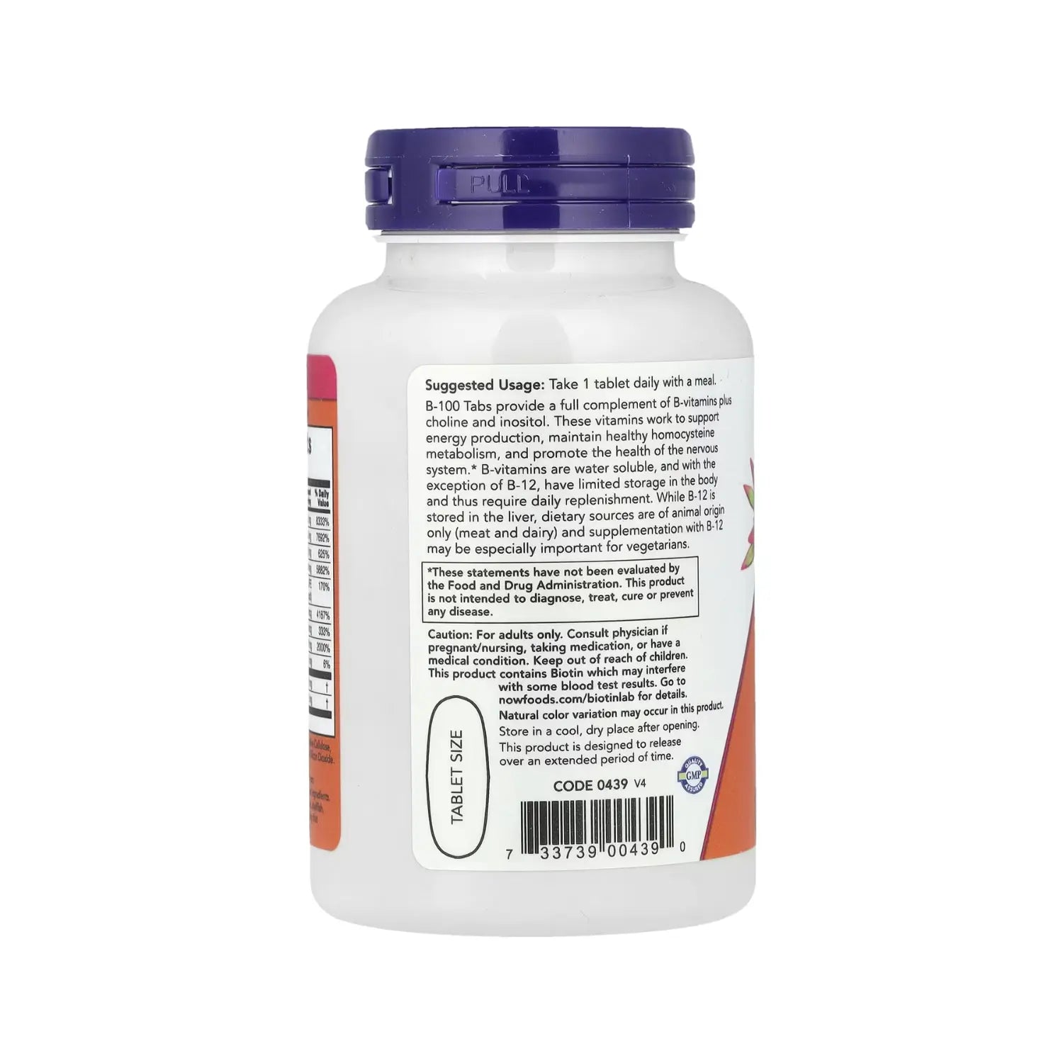 NOW FOODS VITAMINA B-100, 100 TABS SFN
