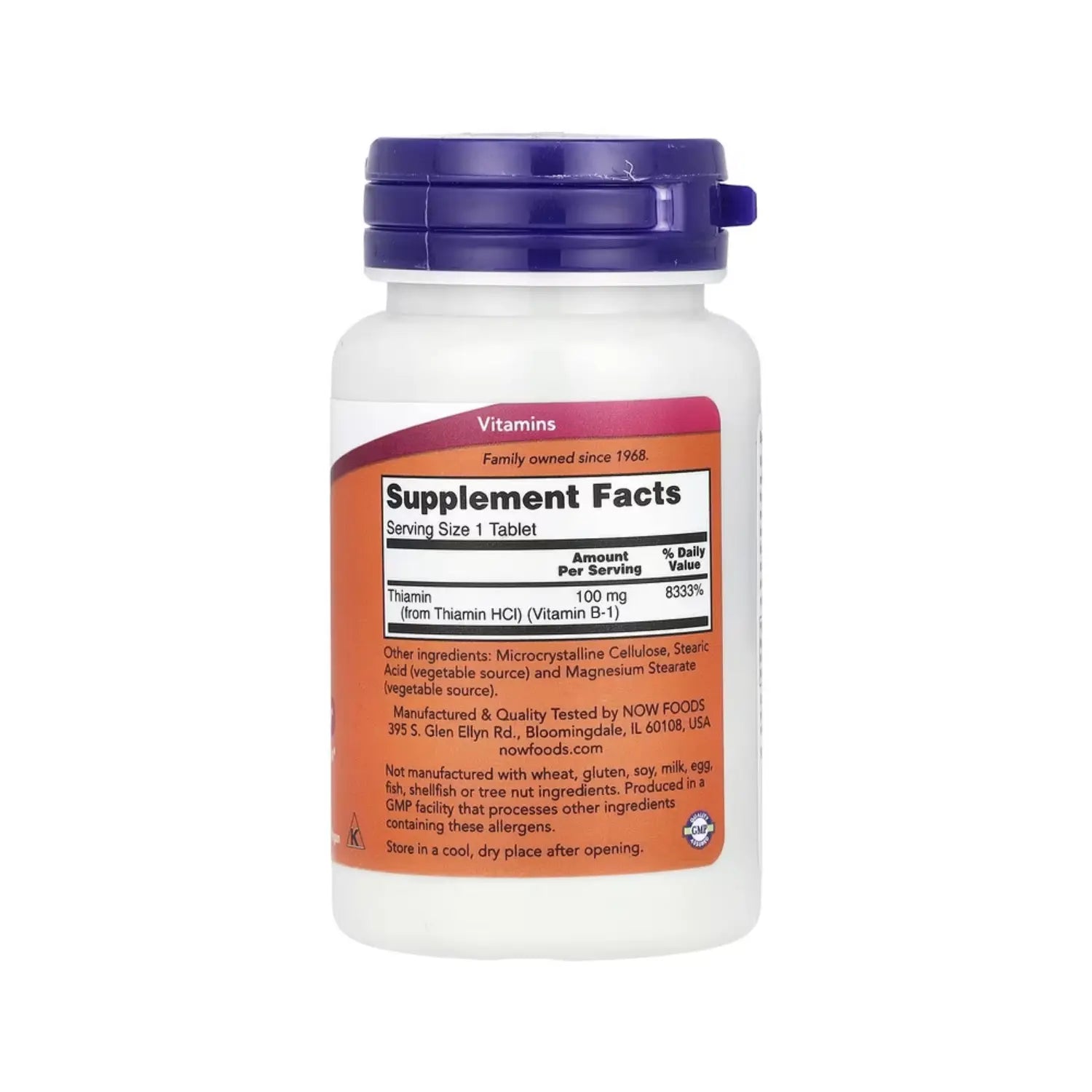 NOW FOODS VITAMINA B-1 TIAMINA SISTEMA NERVIOSO 100TABS