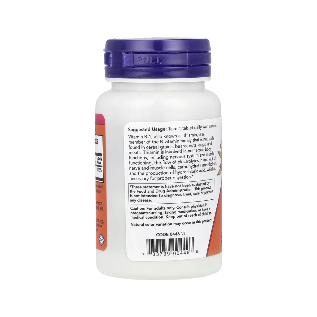 NOW FOODS VITAMINA B-1 TIAMINA SISTEMA NERVIOSO 100TABS