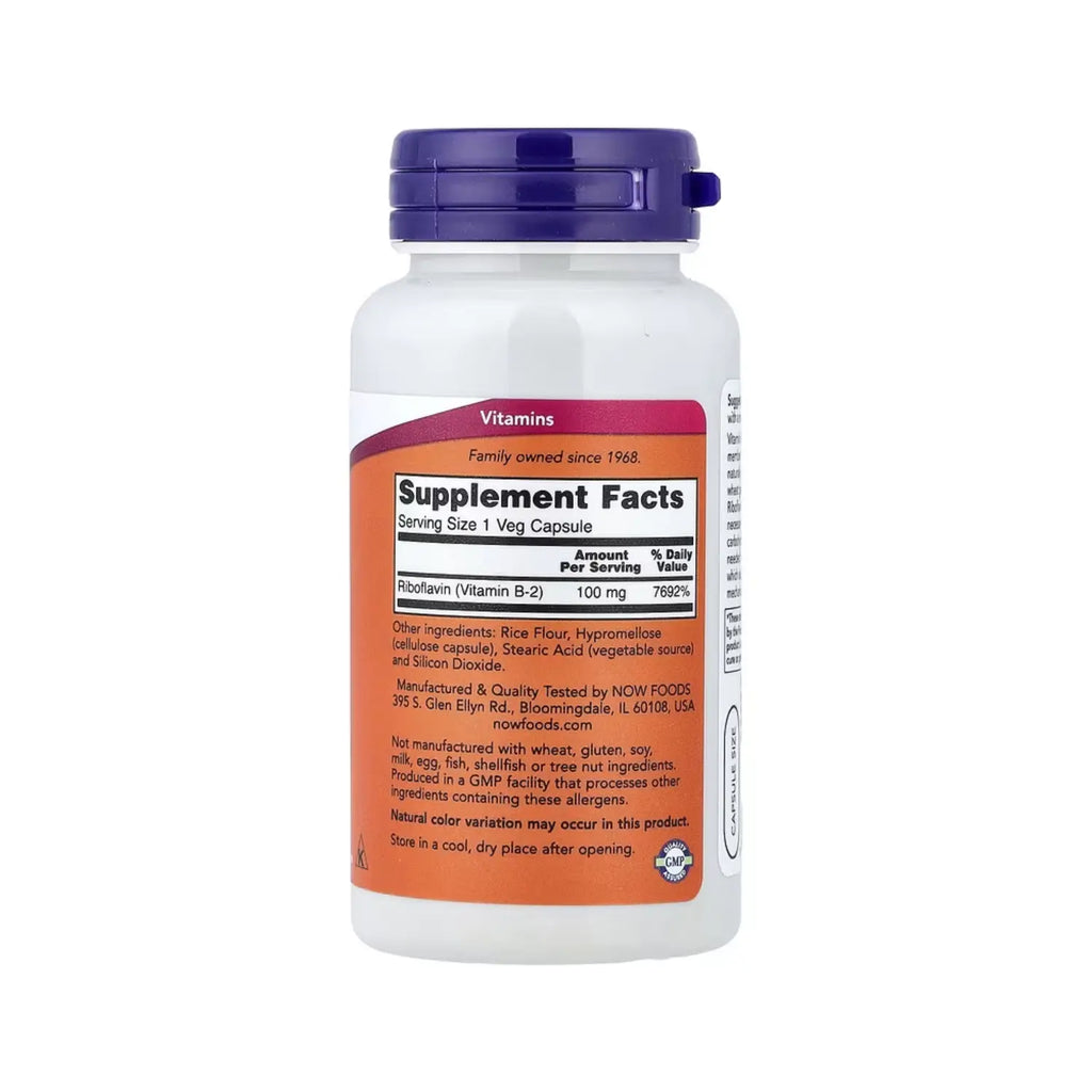 NOW FOODS VITAMINA B2 100 MG 100 VEGCAPS SFN