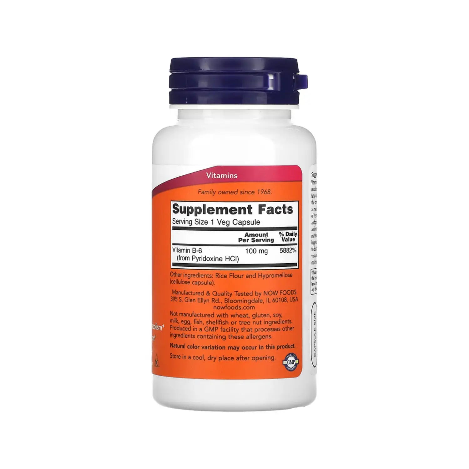 NOW FOODS VITAMINA B6 100MG 100CAPS SALUD CARDIOVASCULAR SFN