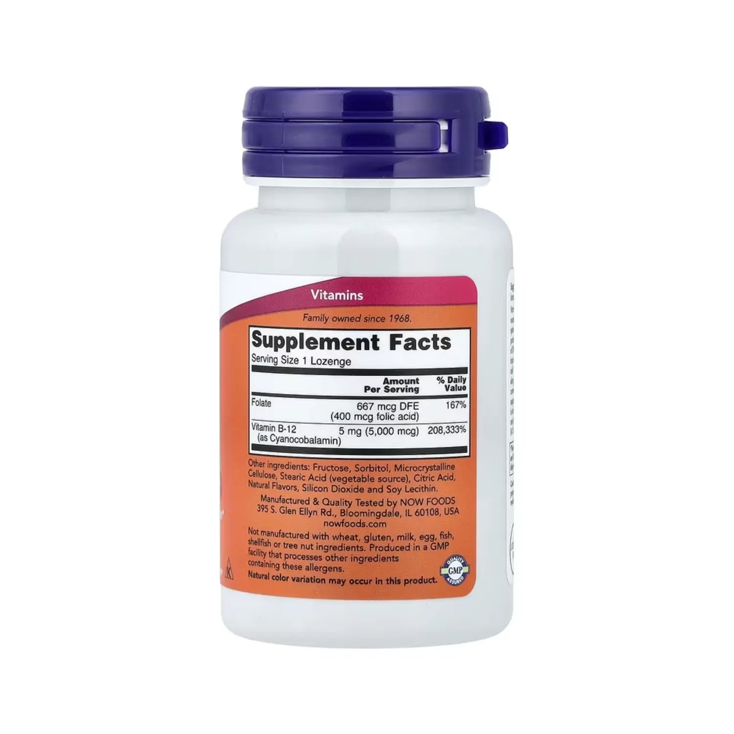 NOW FOODS VITAMINA B12 5000MCG CON ACIDO FOLICO 60LOZ SFN
