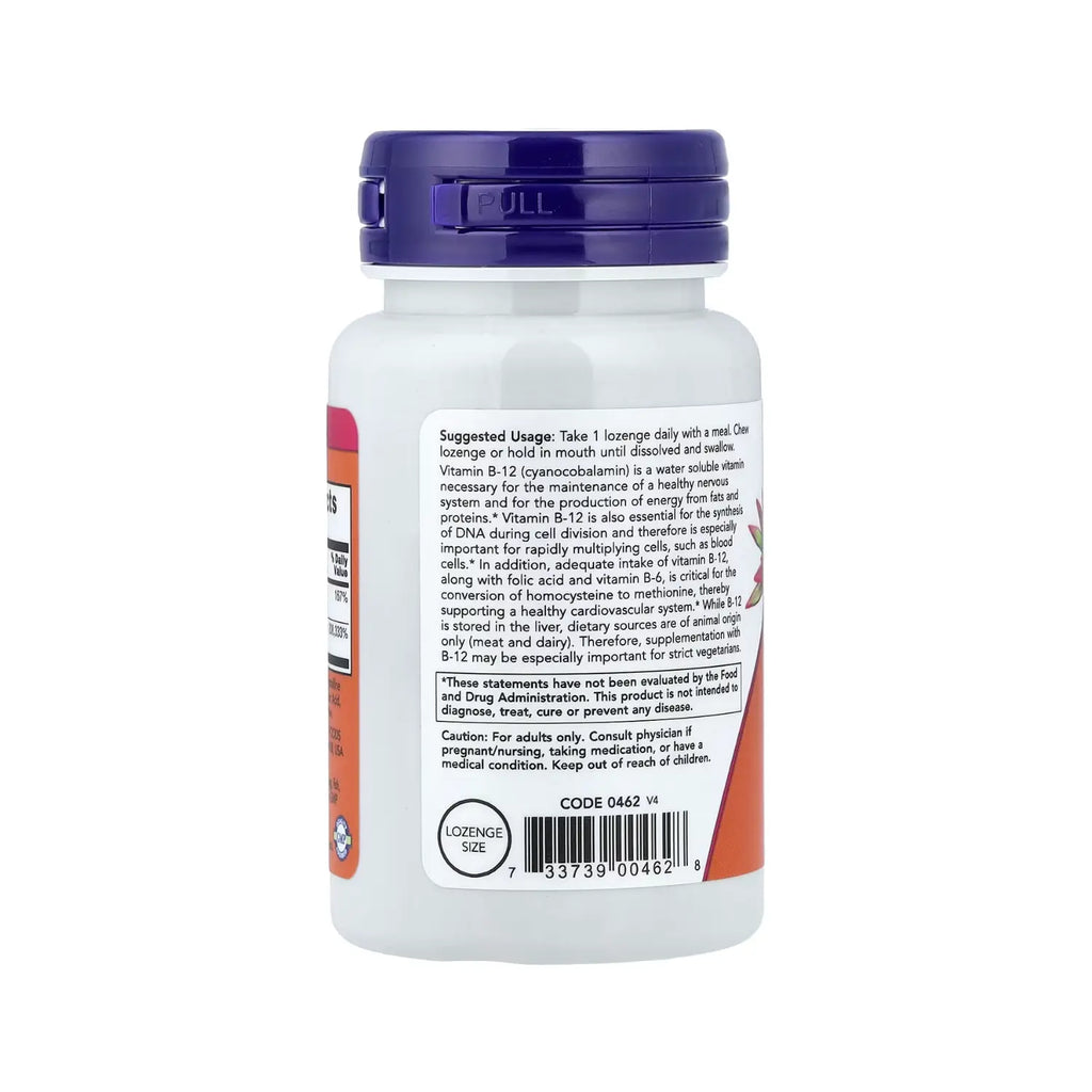 NOW FOODS VITAMINA B12 5000MCG CON ACIDO FOLICO 60LOZ SFN