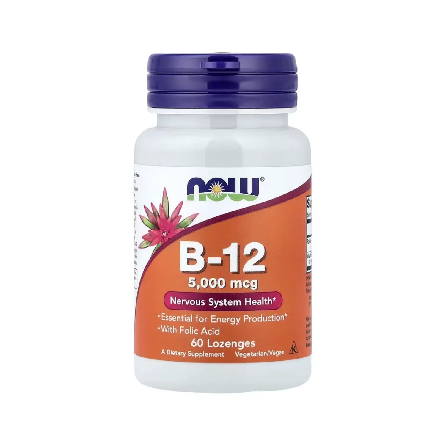 NOW FOODS VITAMINA B12 5000MCG CON ACIDO FOLICO 60LOZ SFN