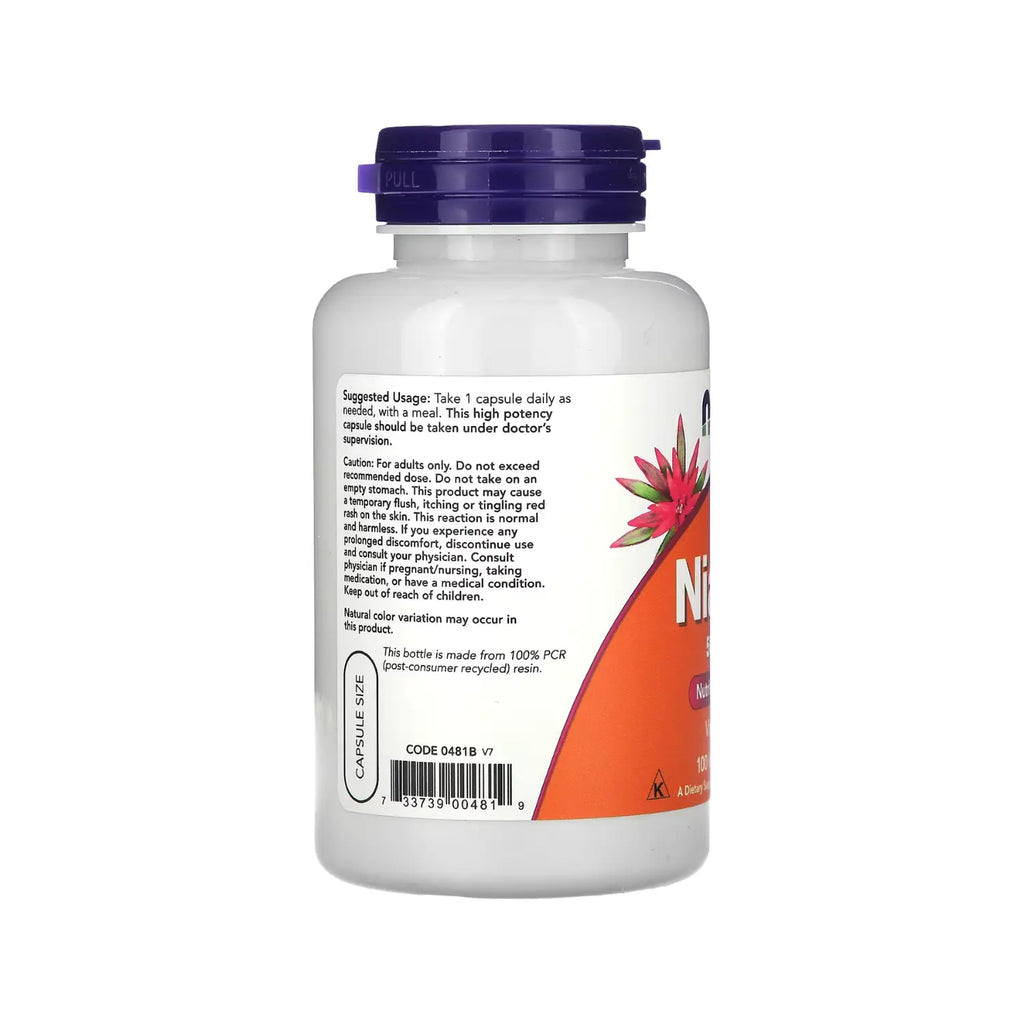 NOW FOODS NIACINA 500 MG 100 TABLETAS SFN