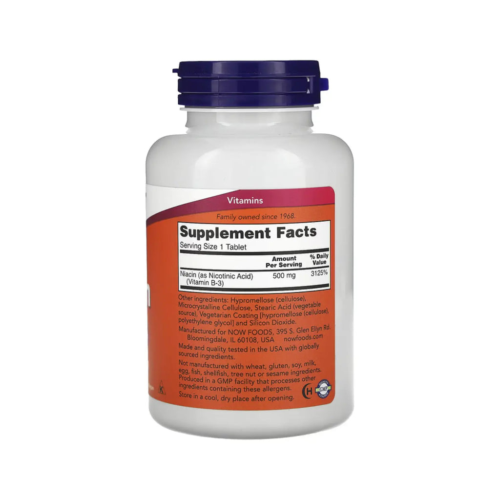 NOW FOODS NIACINA 500 MG 250 TABLETAS SFN