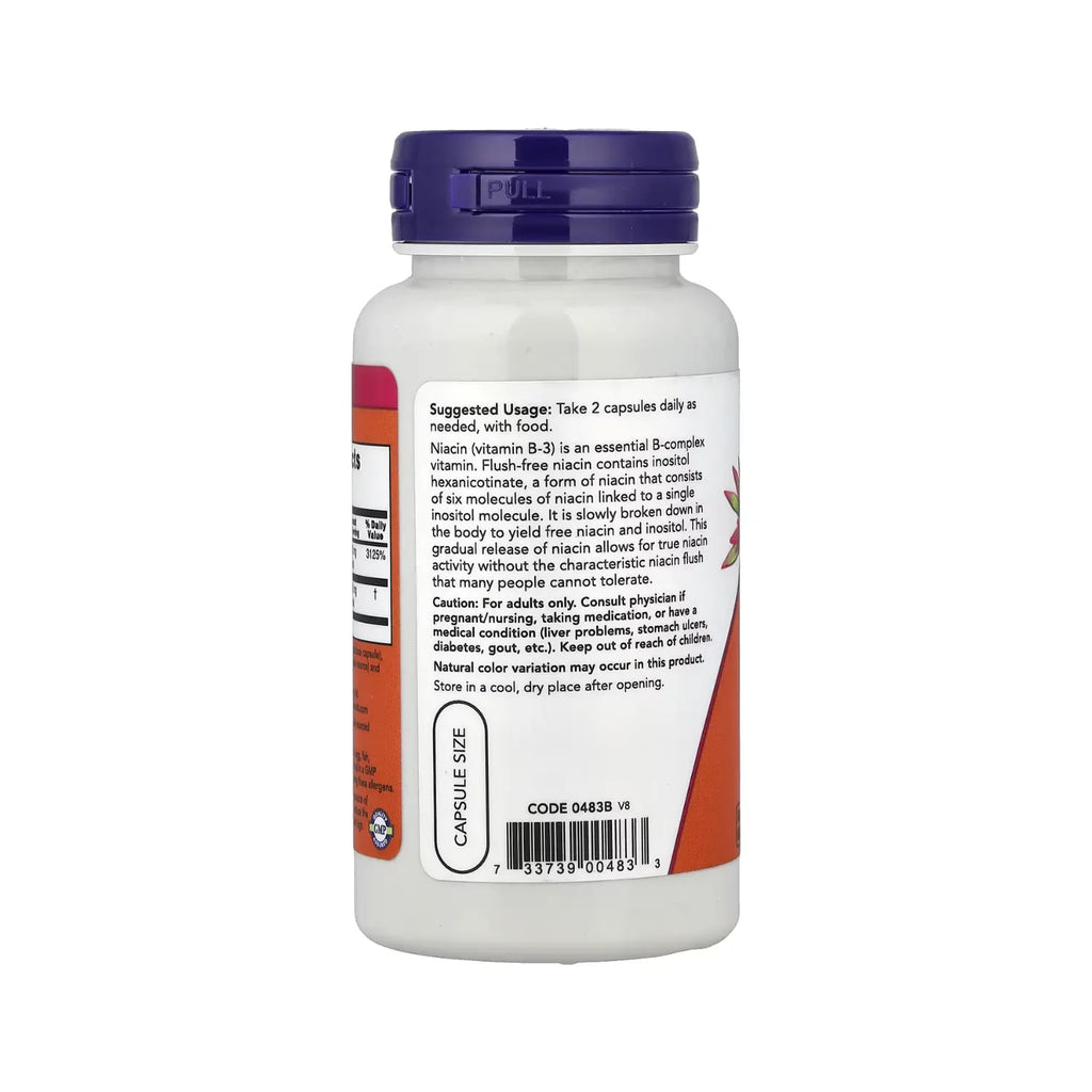 NOW Foods, Niacina antienrojecimiento, 250 mg, 90 cápsulas vegetales sfn