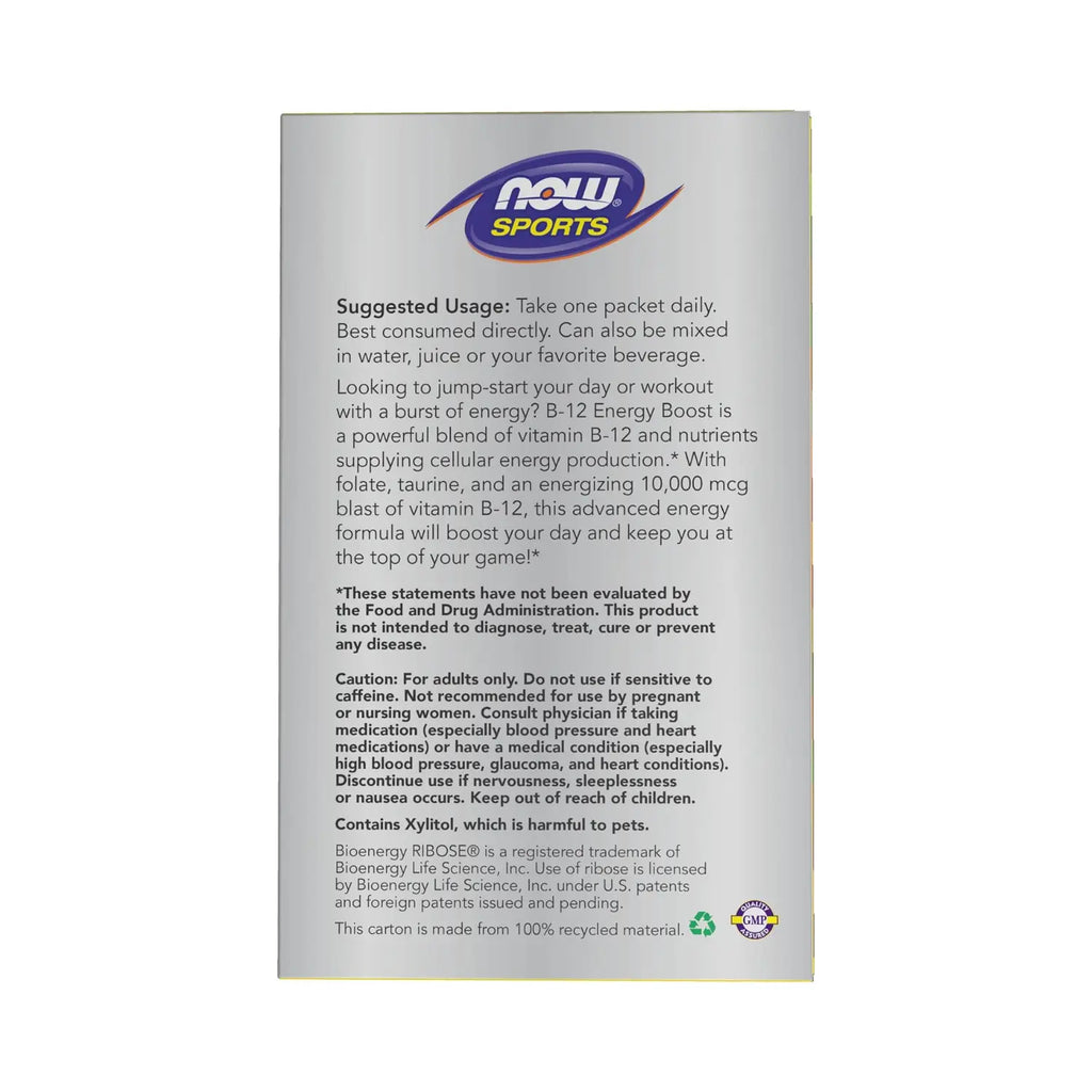 NOW FOODS B-12 ENERGY BOOST CON 12 STICKS DE 60 G SFN