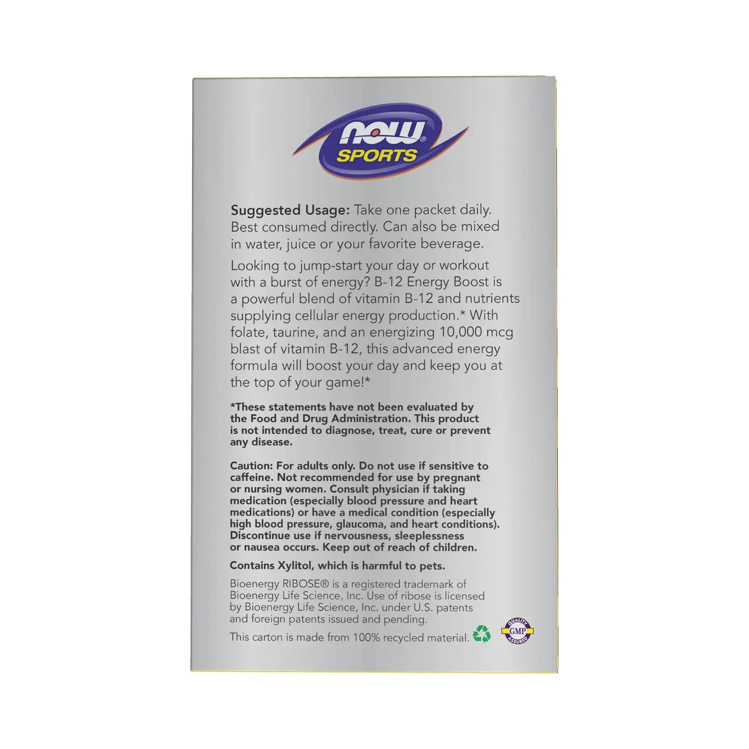 NOW FOODS B-12 ENERGY BOOST CON 12 STICKS DE 60 G SFN