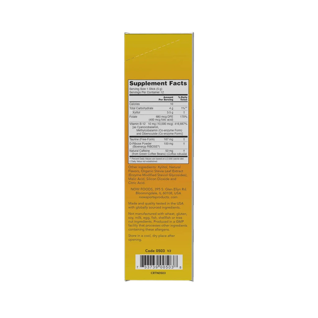 NOW FOODS B-12 ENERGY BOOST CON 12 STICKS DE 60 G SFN
