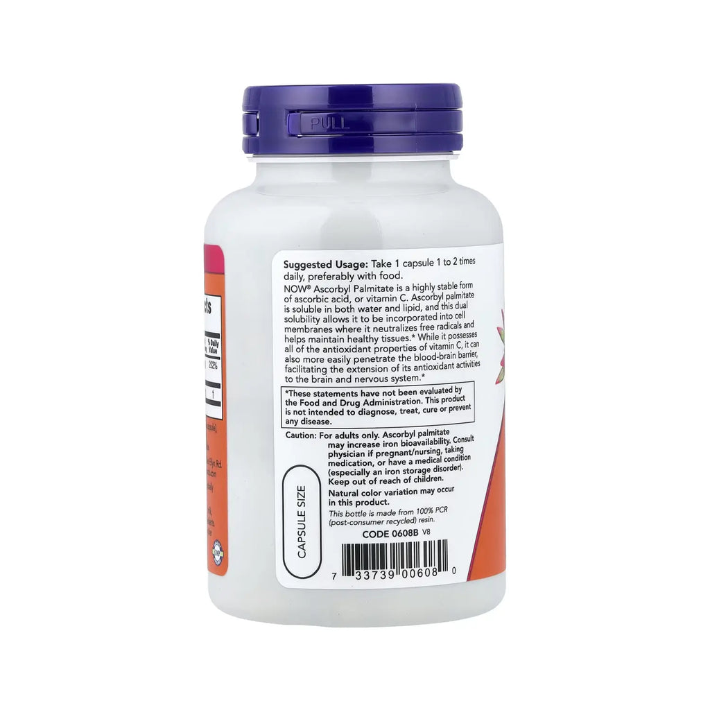 NOW Foods, Palmitato de ascorbilo, 500 mg, 100 cápsulas vegetales sfn
