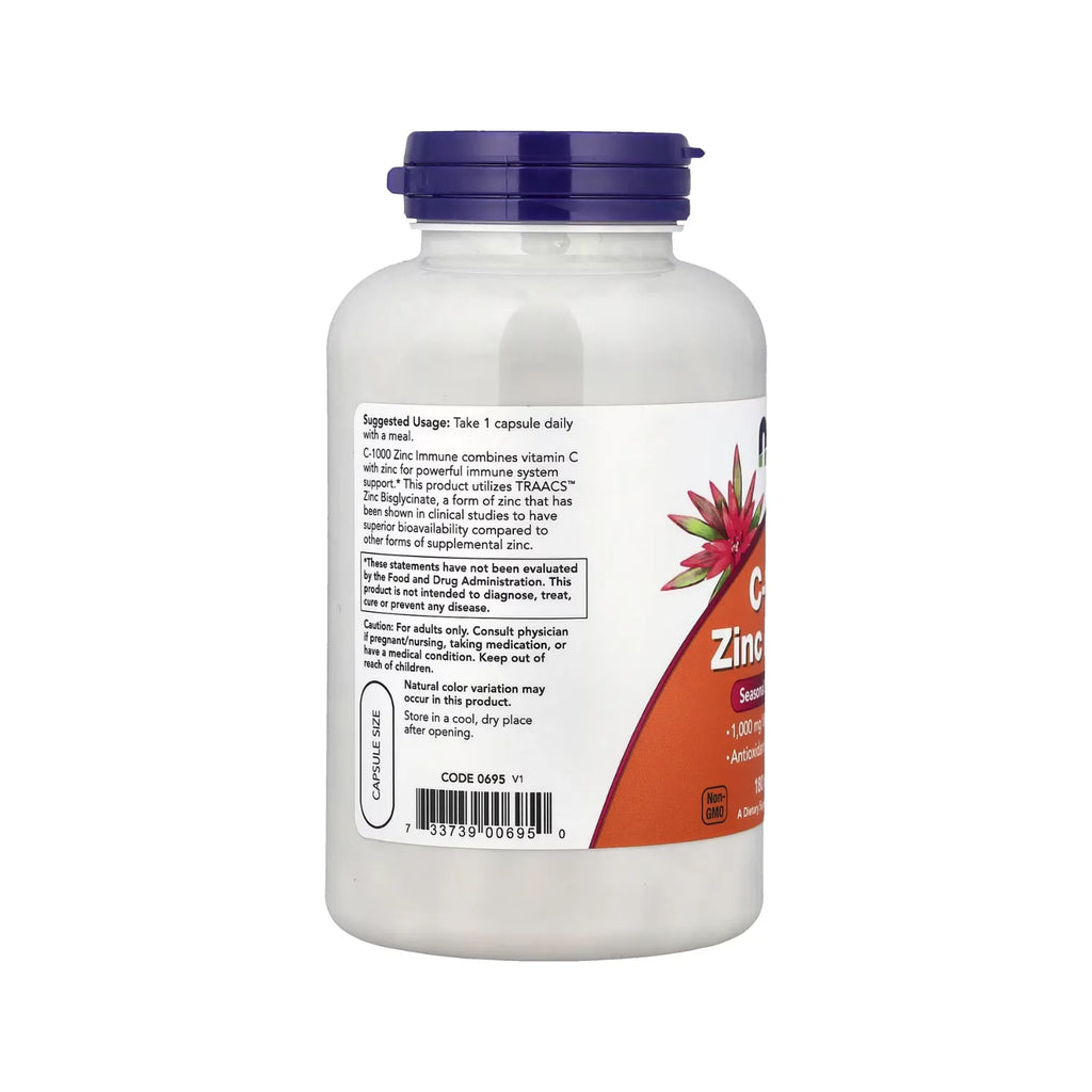 NOW FOODS C 1000 Y ZINC INMUNE 180 VEG CAPS SFN