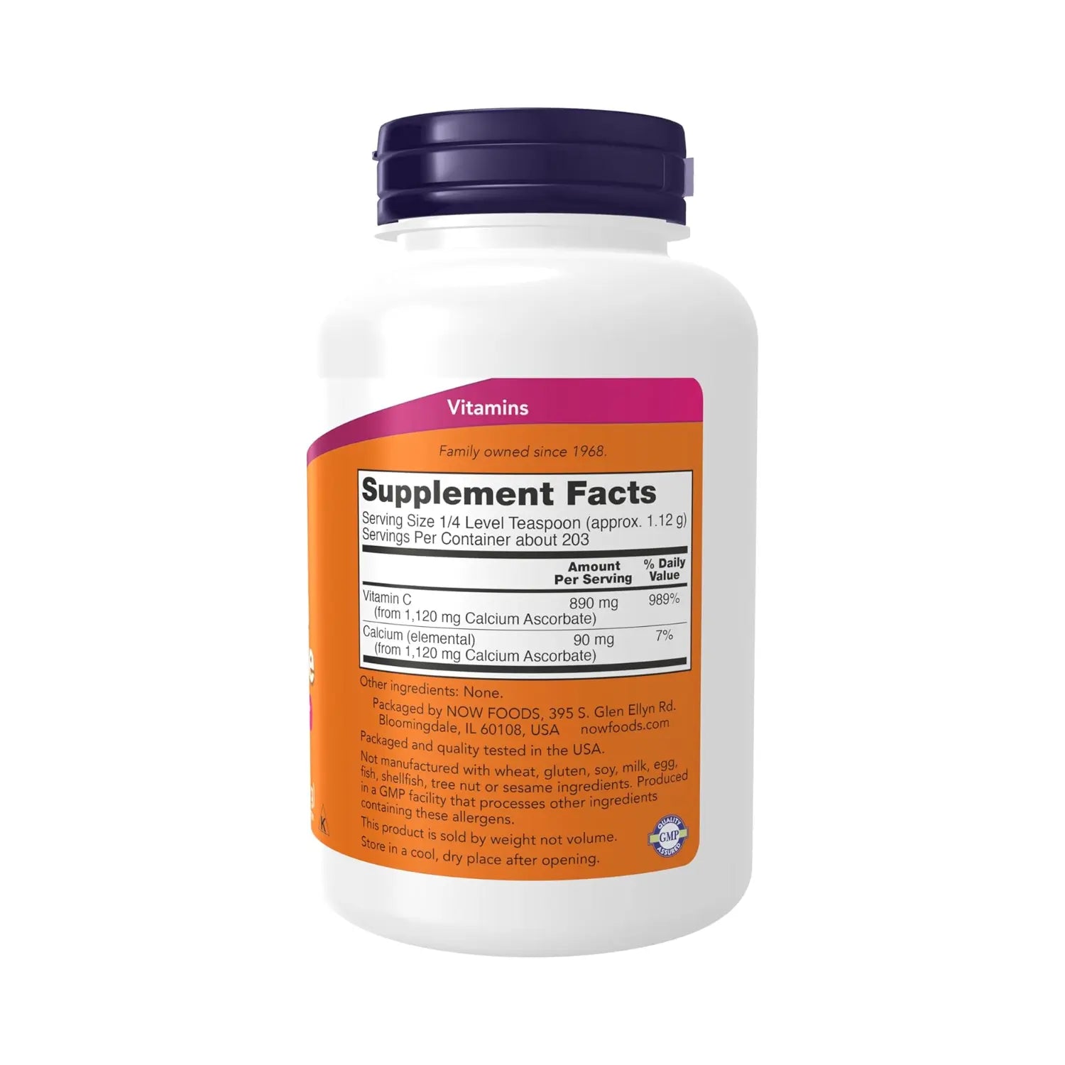 NOW Foods, Ascorbato de Calcio Puro, Polvo de Vitamina C, 227 g (8 onzas) sfn