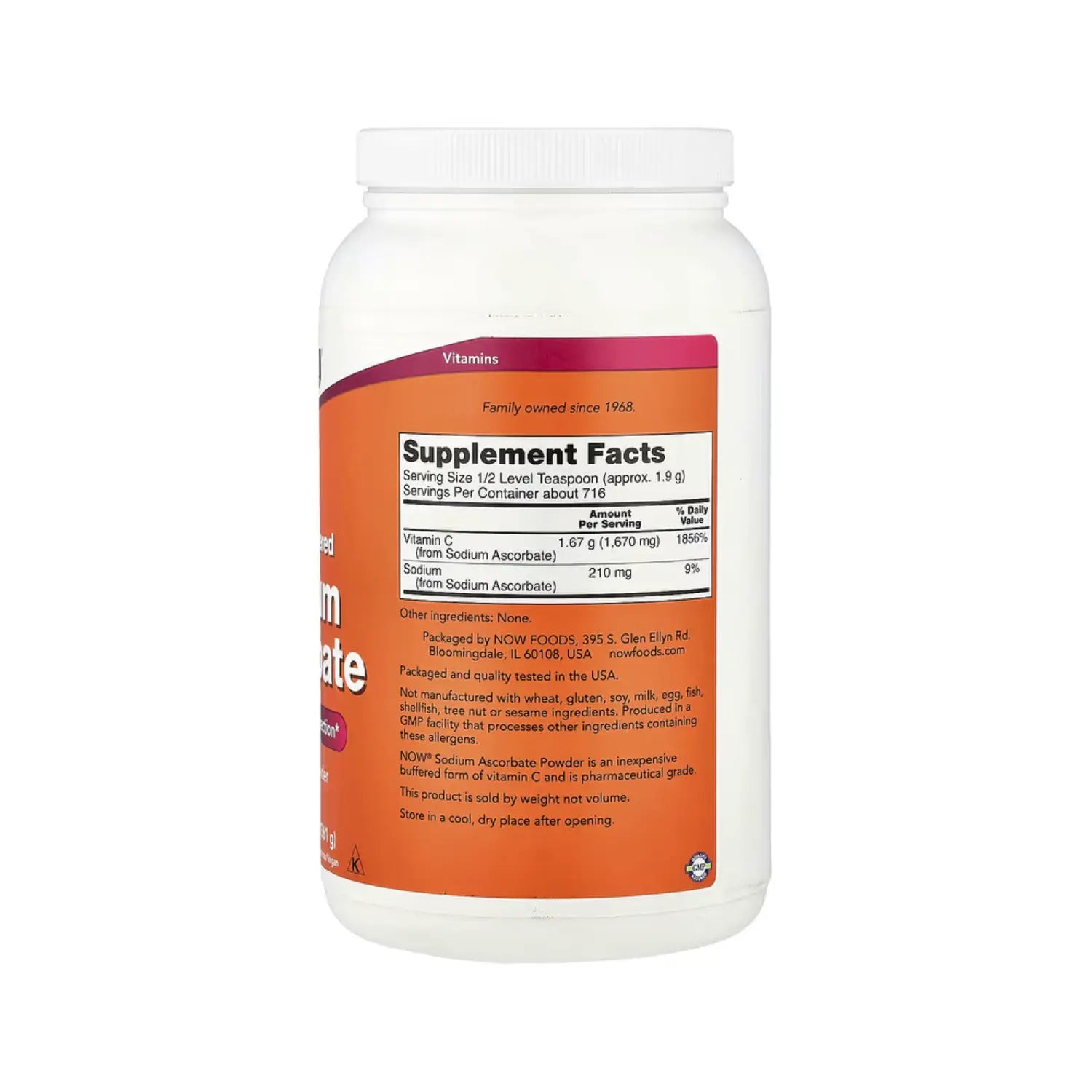 NOW FOODS POLVO DE ASCORBATO DE SODIO 3 LBS (1361 G) SFN