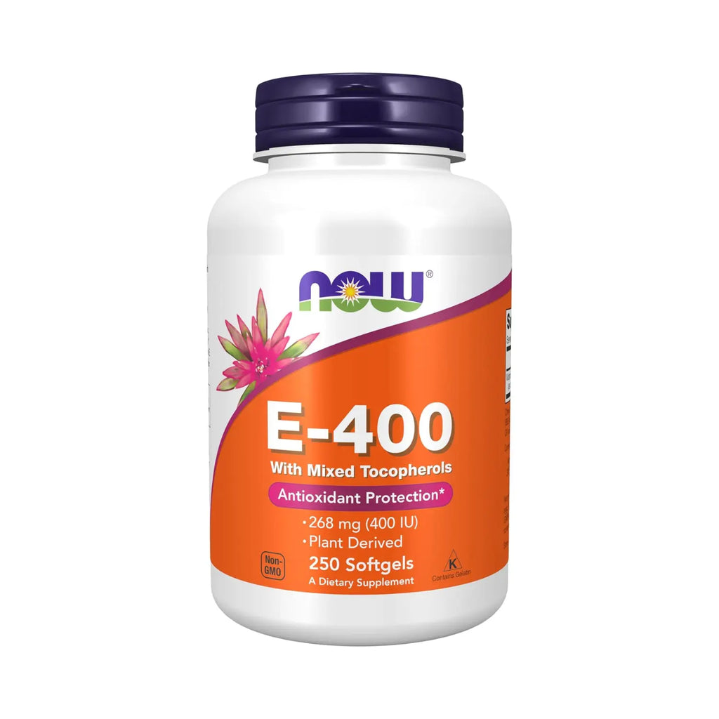 NOW Foods, E-400 con tocoferoles mixtos, 268 mg (400 UI), 250 cápsulas blandas sfn