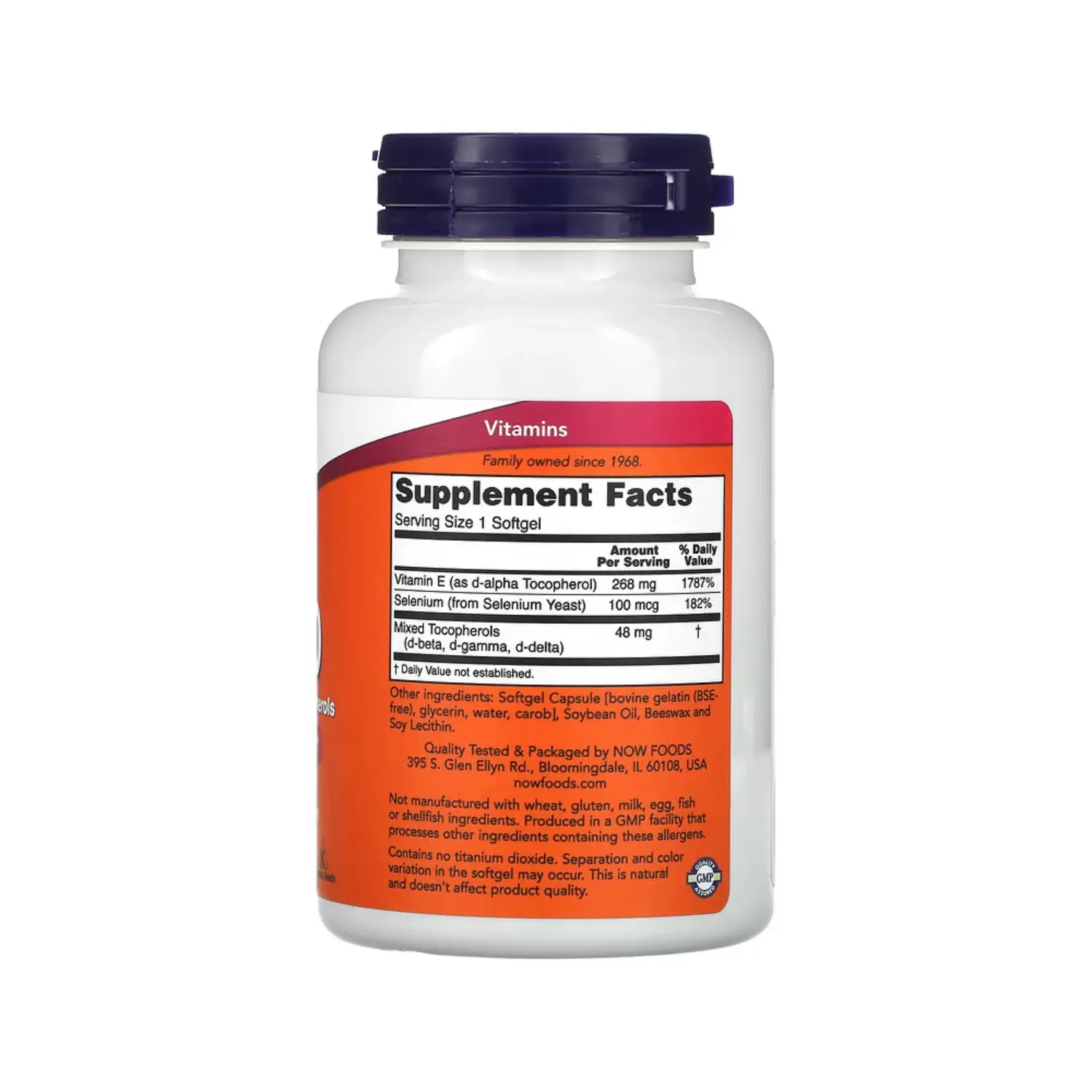 NOW Foods, E-400 D-alfa con tocoferoles mixtos, 268 mg (400 UI), 100 cáps sfn