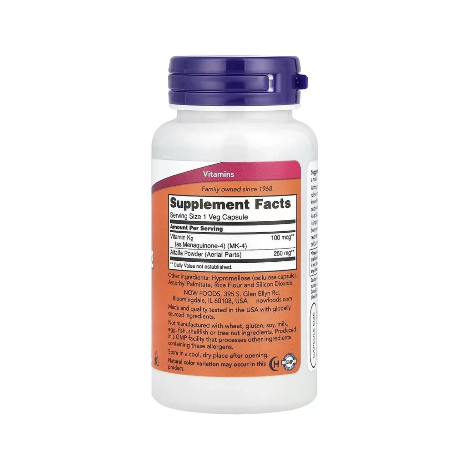 NOW FOODS VITAMINA K-2 HUESOS SALUDABLES 100 VEGCAPS SFN