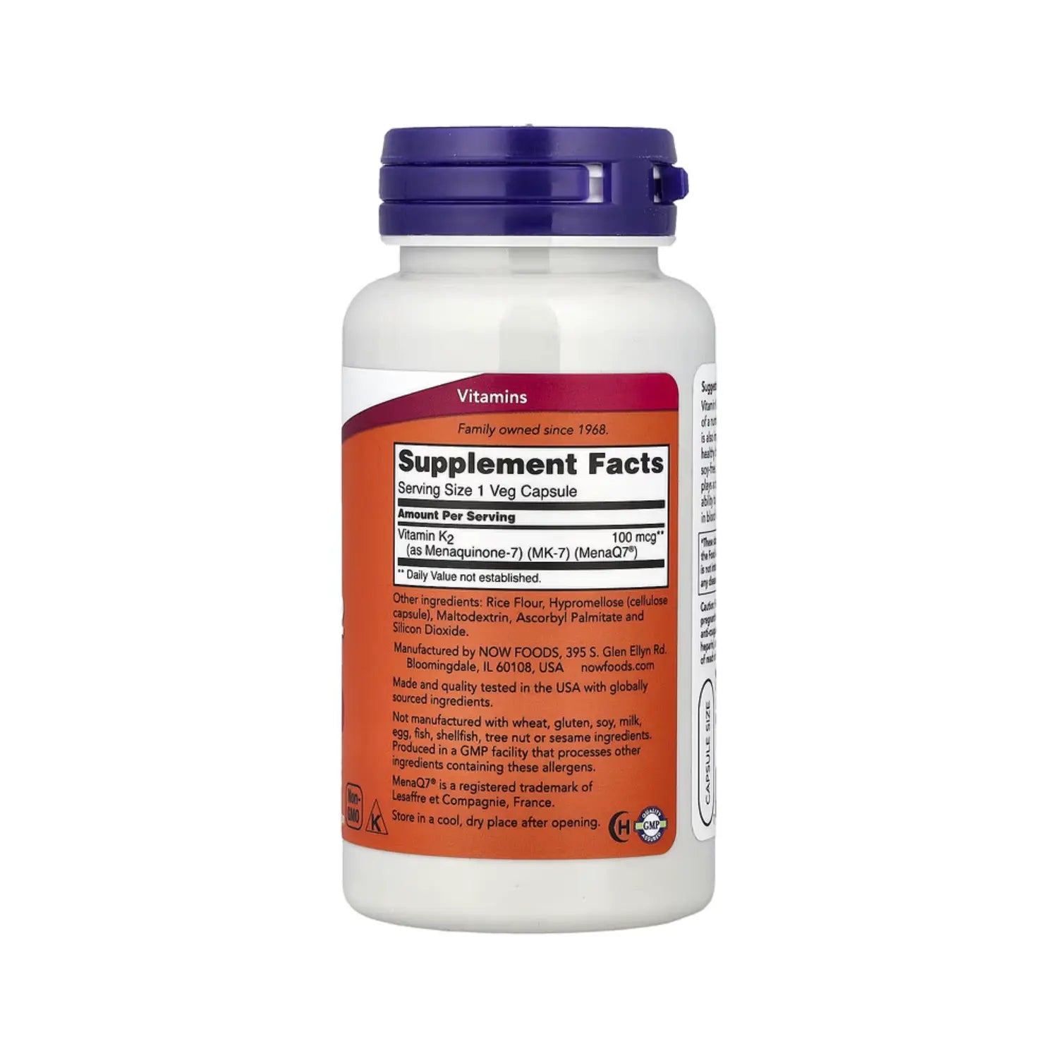 NOW FOODS VITAMINA K-2 (MK7) 100 MCG 120 VCAPS SFN