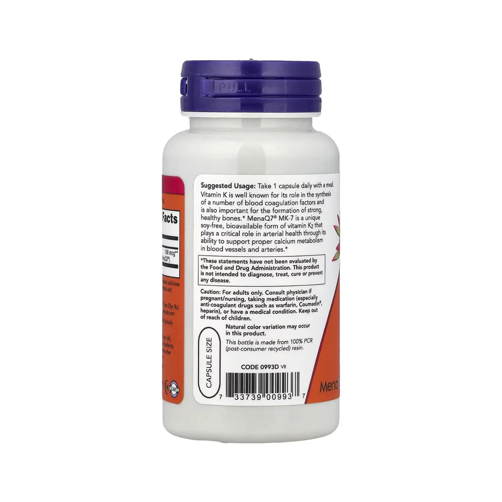 NOW FOODS VITAMINA K-2 (MK7) 100 MCG 120 VCAPS SFN