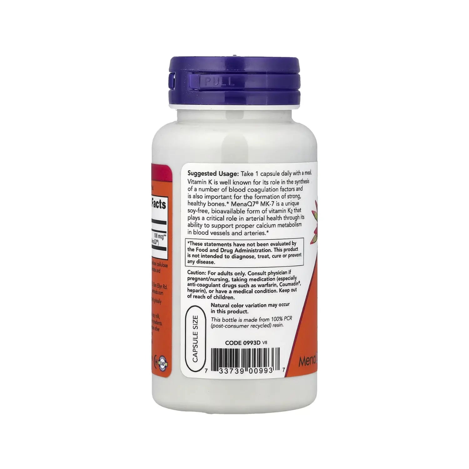 NOW FOODS VITAMINA K-2 (MK7) 100 MCG 120 VCAPS SFN